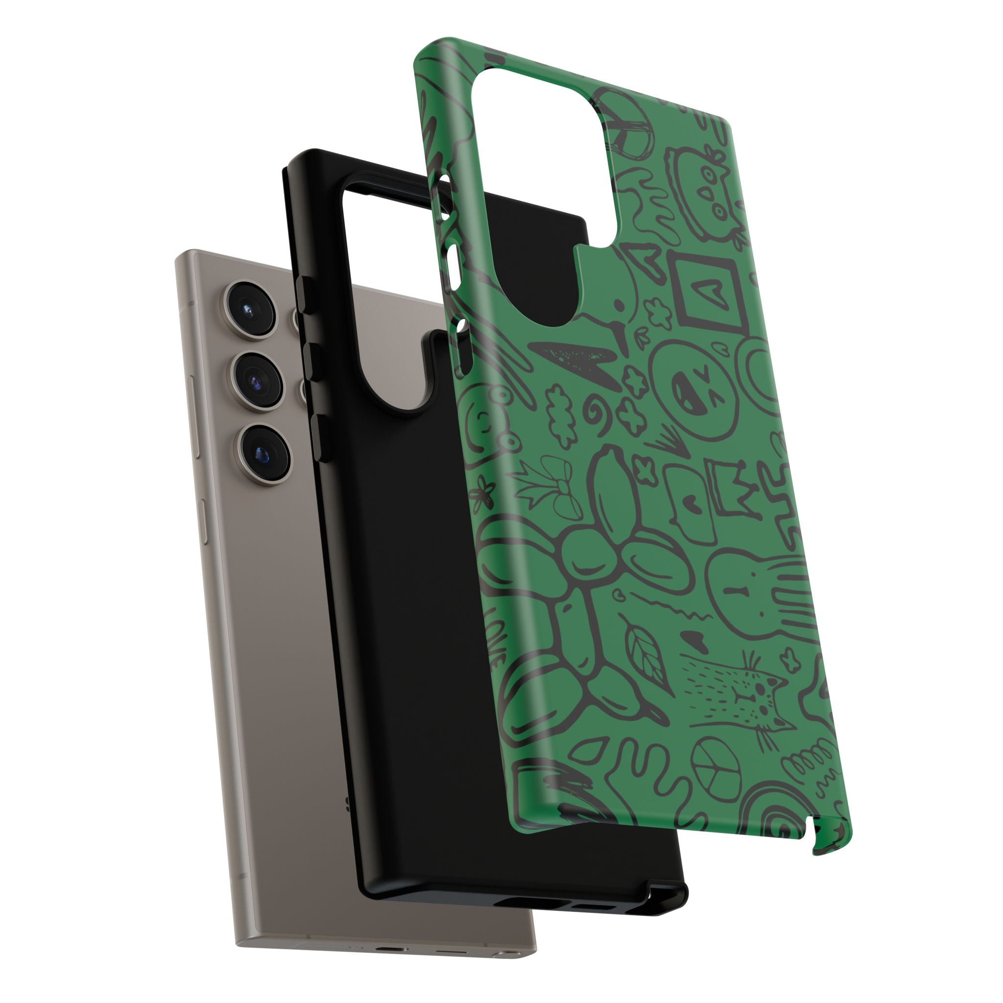 Playful Phone Case, Vibrant Green Tough Case, Quirky Graphic Design, Unique Gift for Kids, Fun Accessories, Christmas, Birthday