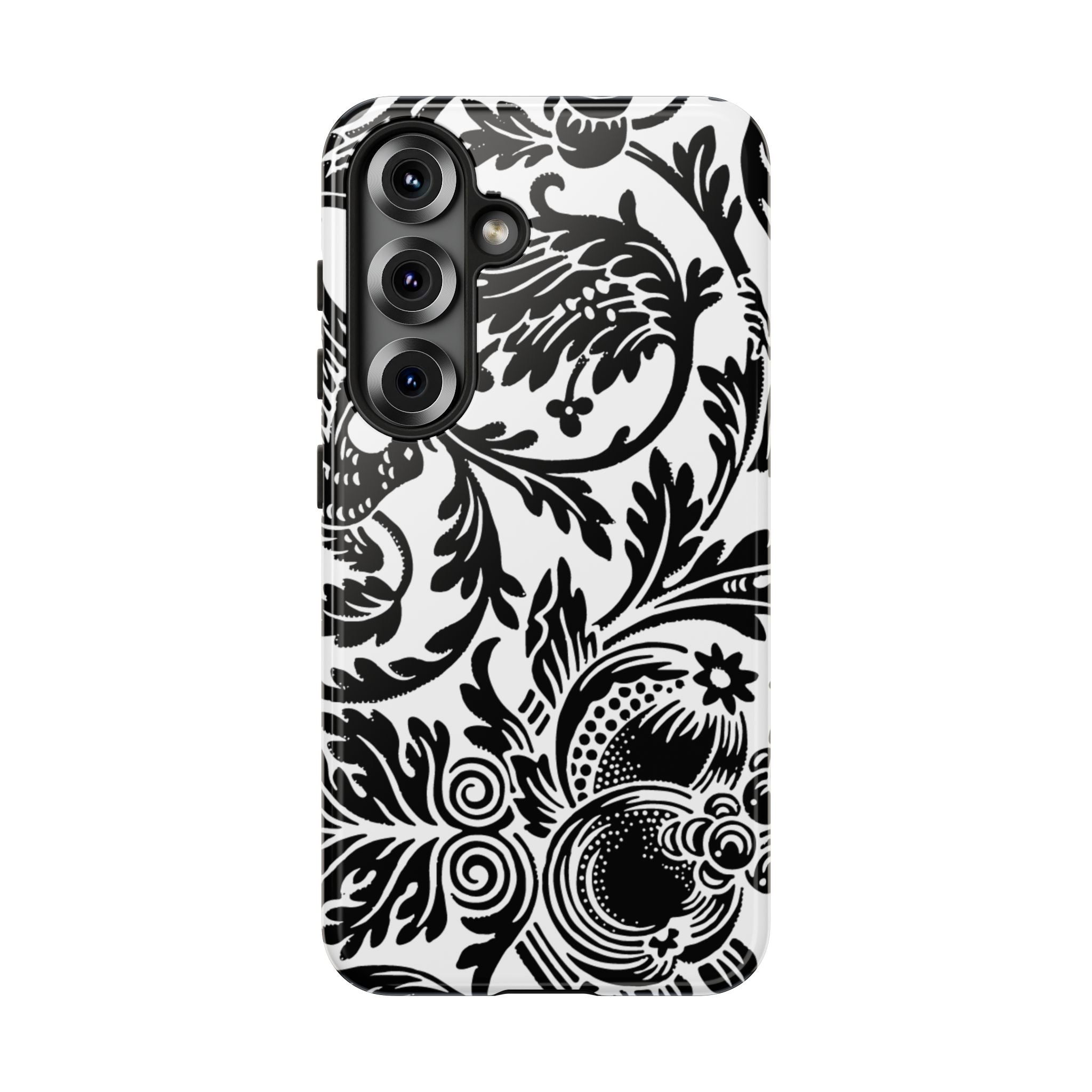 Elegant Black Floral Phone Case, Tough Cases, Stylish Phone Protection, Gift for Her, Floral Design, Trendy Accessories