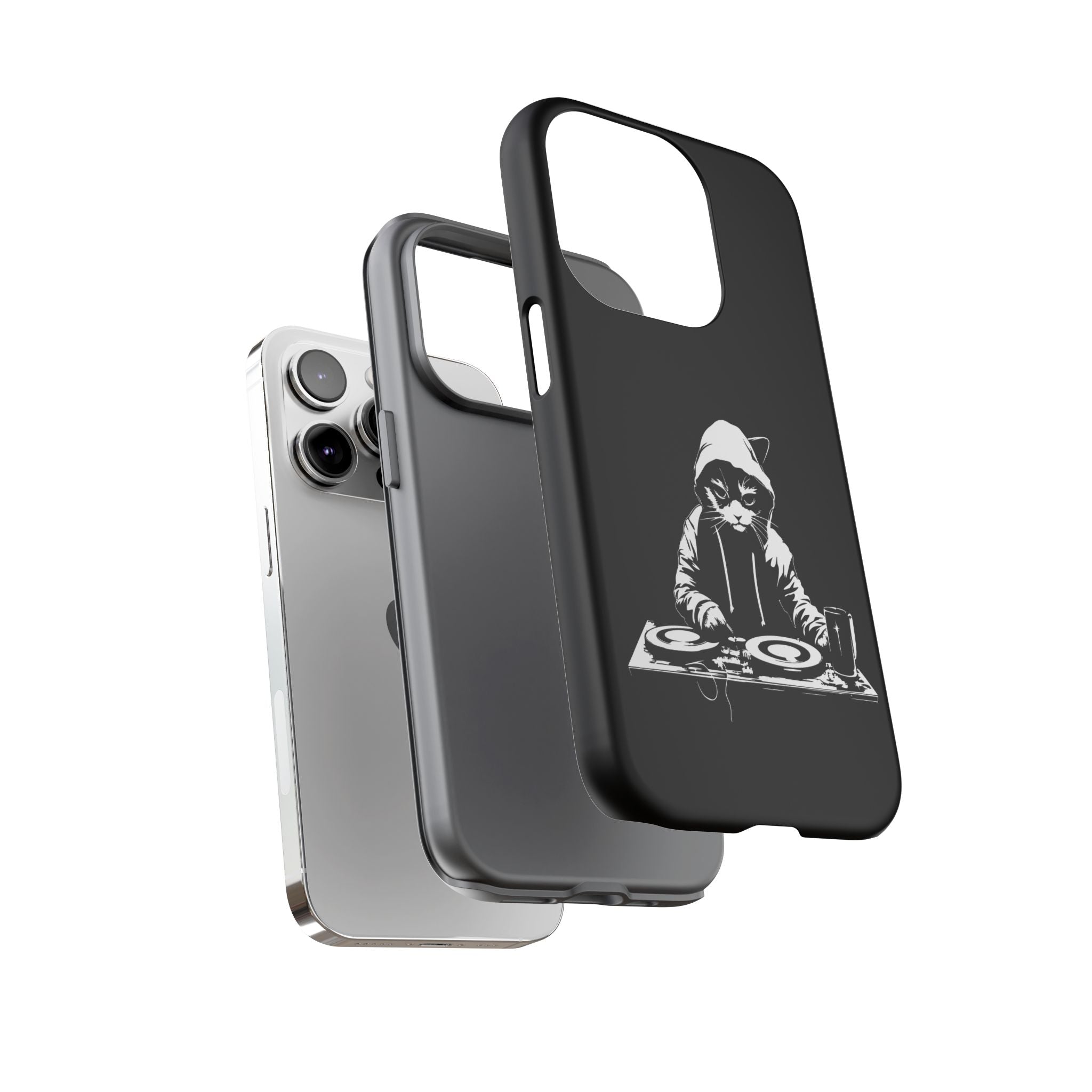 DJ Cat Phone Case, Tough Phone Cover, Pet Lover Gift, Music Enthusiast Accessory, Cute Cat Decor, Unique Case Design
