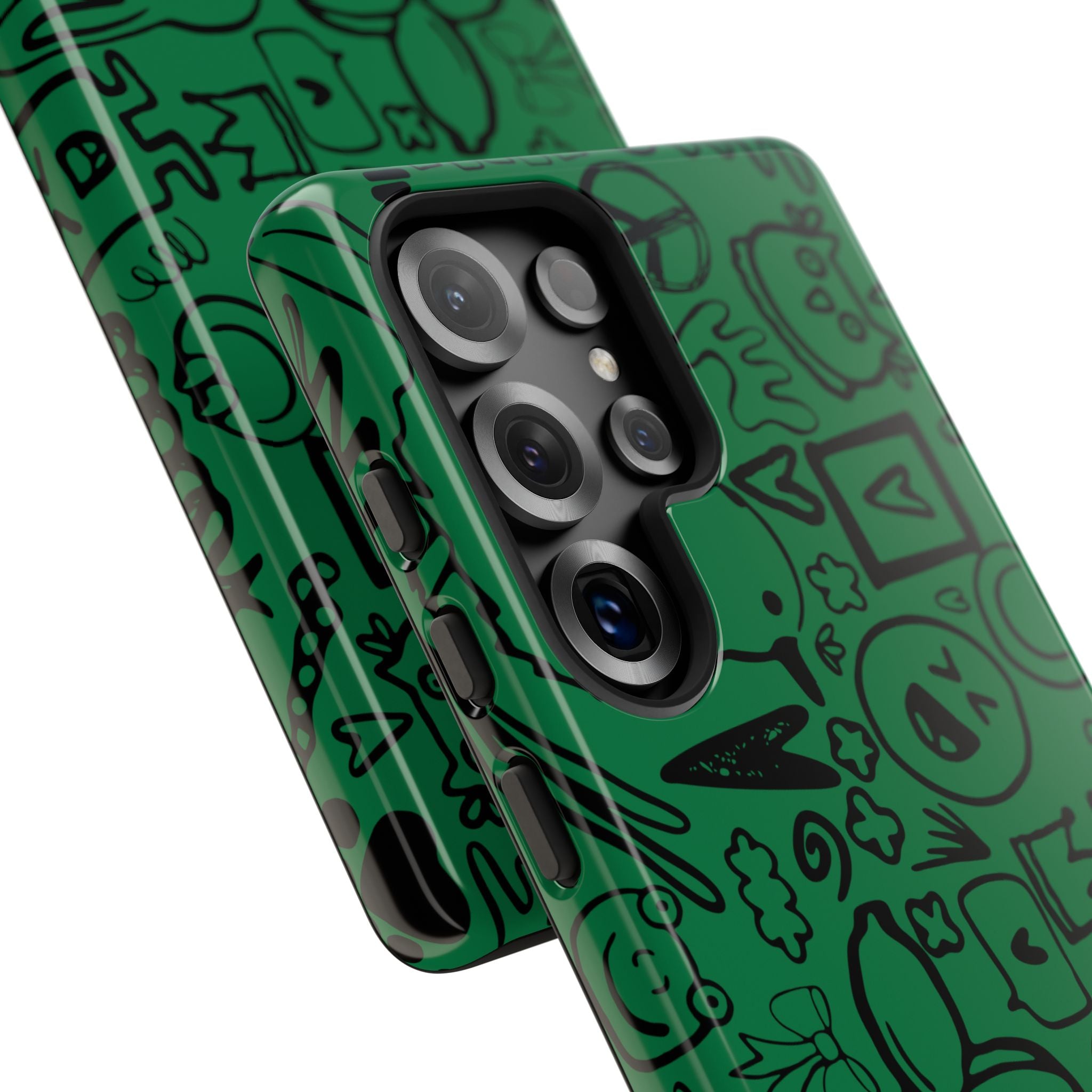 Playful Phone Case, Vibrant Green Tough Case, Quirky Graphic Design, Unique Gift for Kids, Fun Accessories, Christmas, Birthday