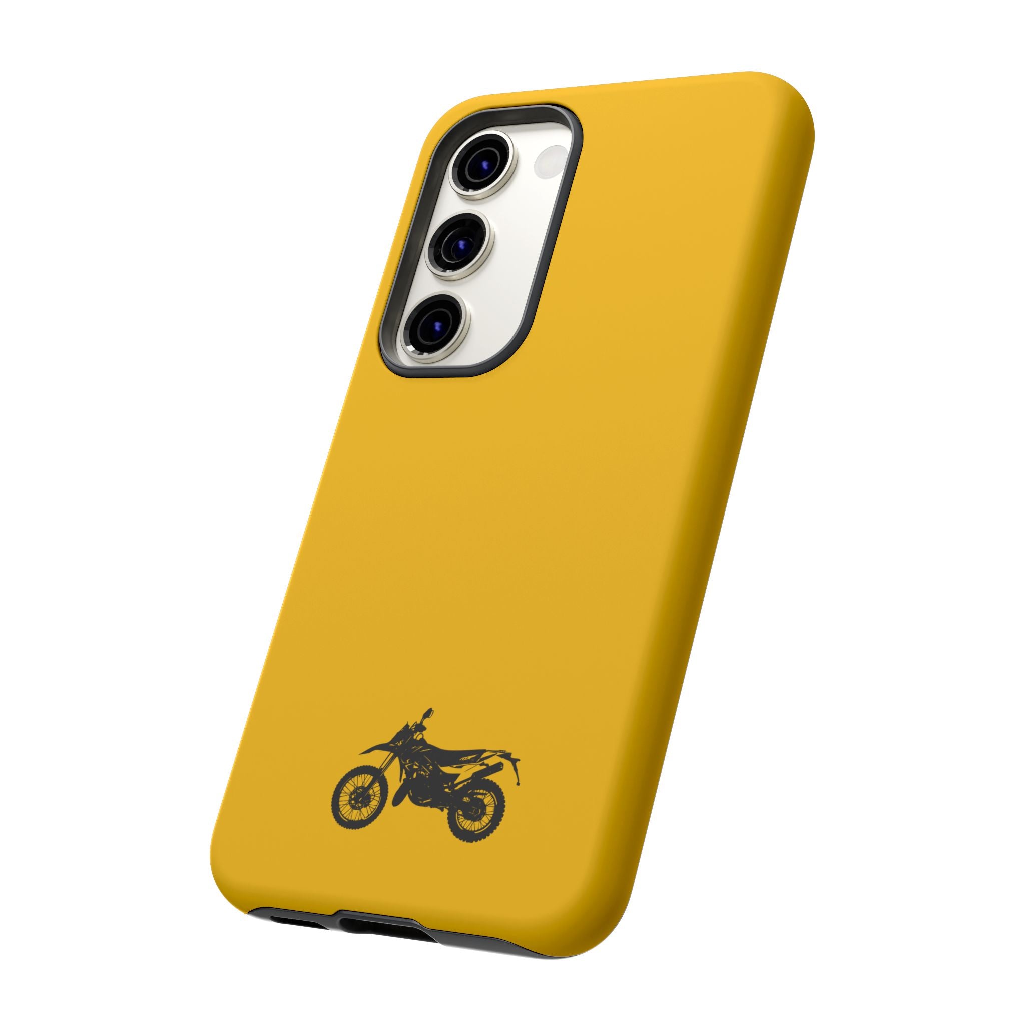 Motorcycle Phone Case, Tough Phone Cover, Gift for Bikers, Durable Tech Accessory, Yellow Motorcycle Design