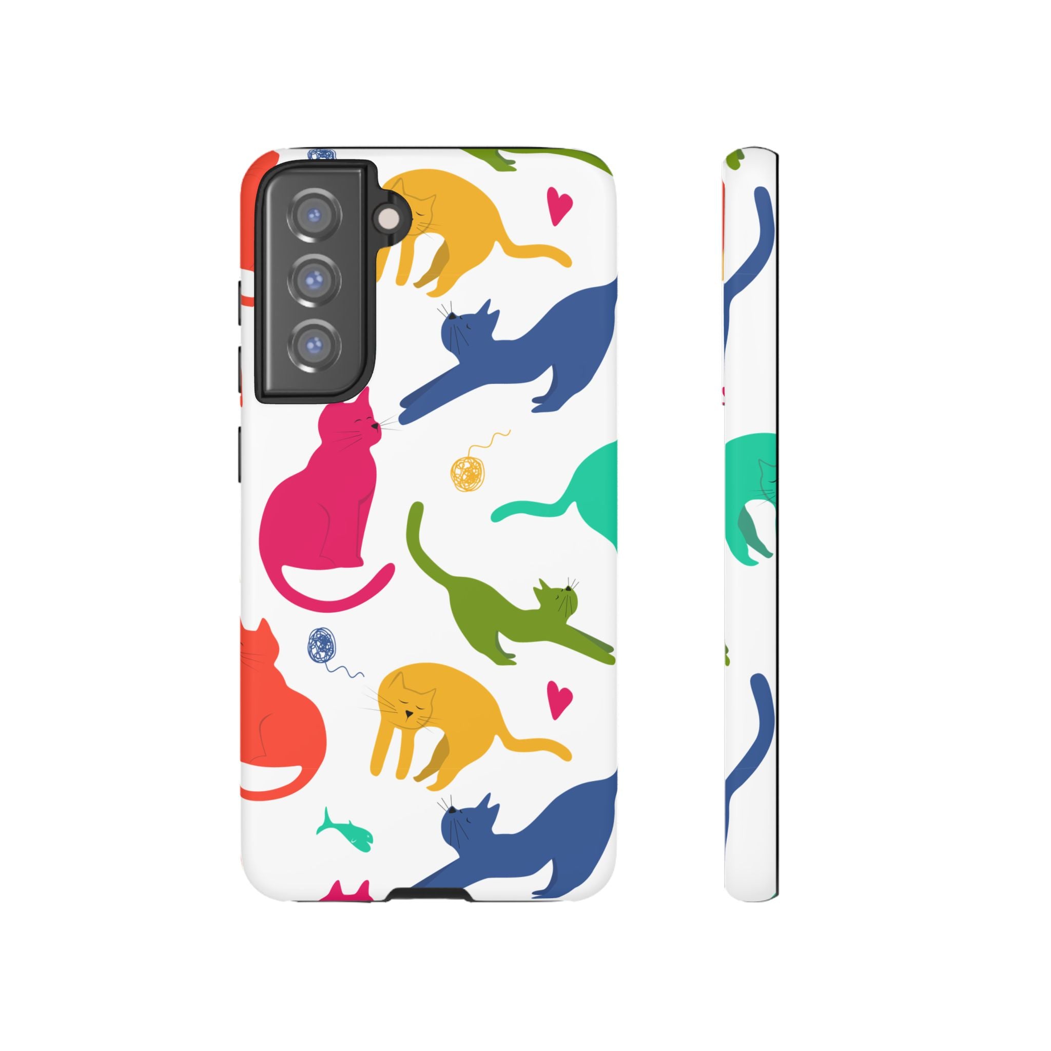 Colorful Cat Phone Case, Fun Pet Lover Gift, Tough Phone Cover, Cute Cat Accessories, Animal Theme Decor