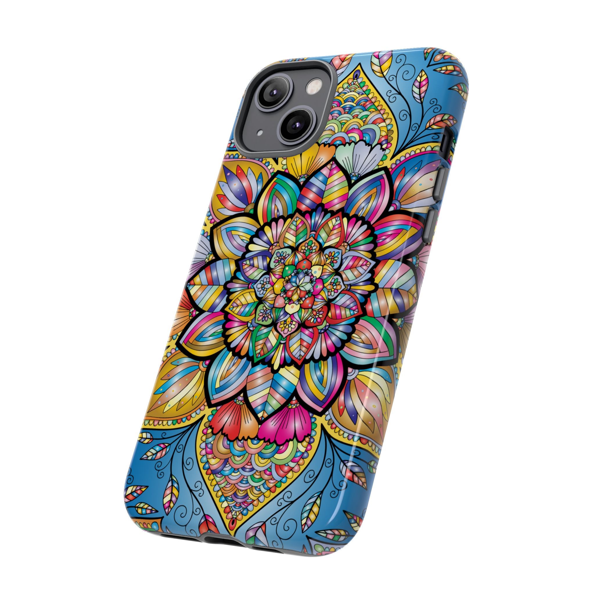 Vibrant Floral Phone Case, Tough Phone Cover, Colorful Mobile Accessory, Artistic Gift, Mandala Design, Everyday Use