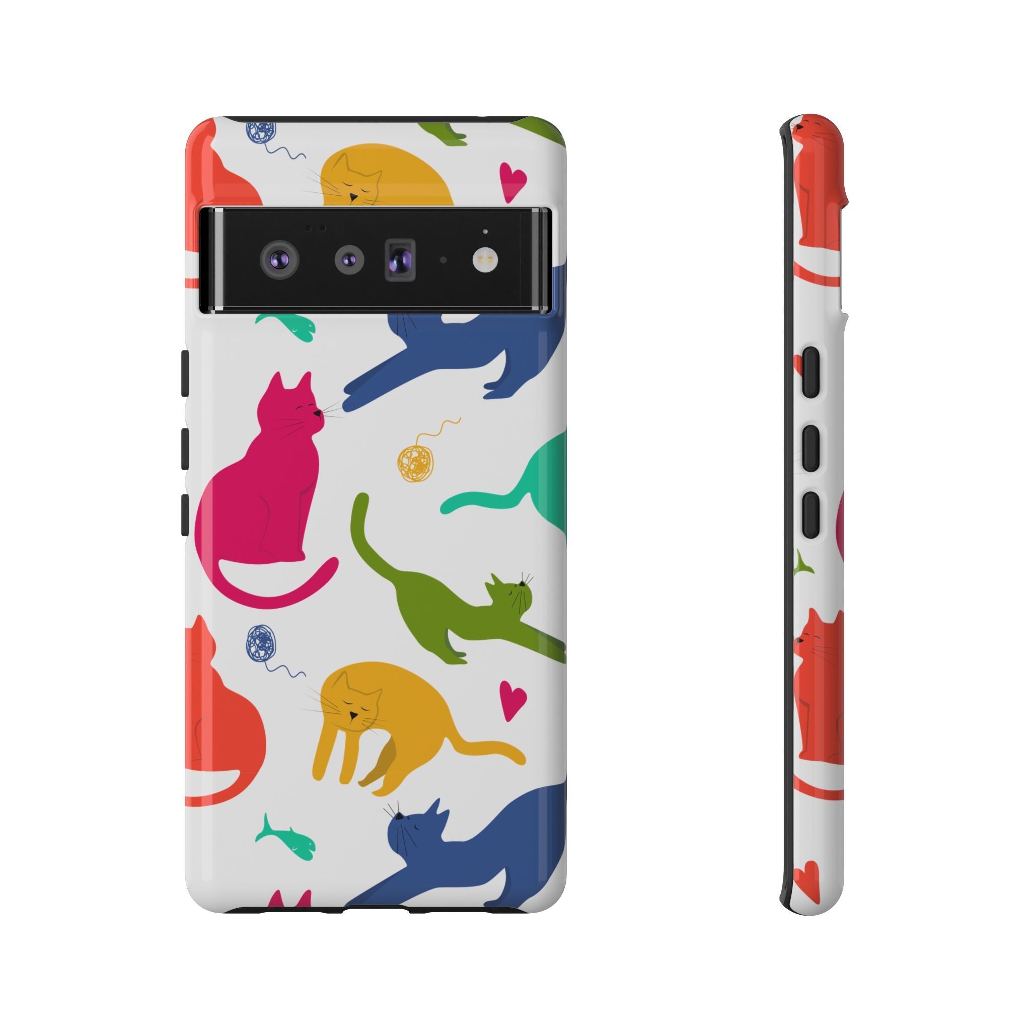 Colorful Cat Phone Case, Fun Pet Lover Gift, Tough Phone Cover, Cute Cat Accessories, Animal Theme Decor