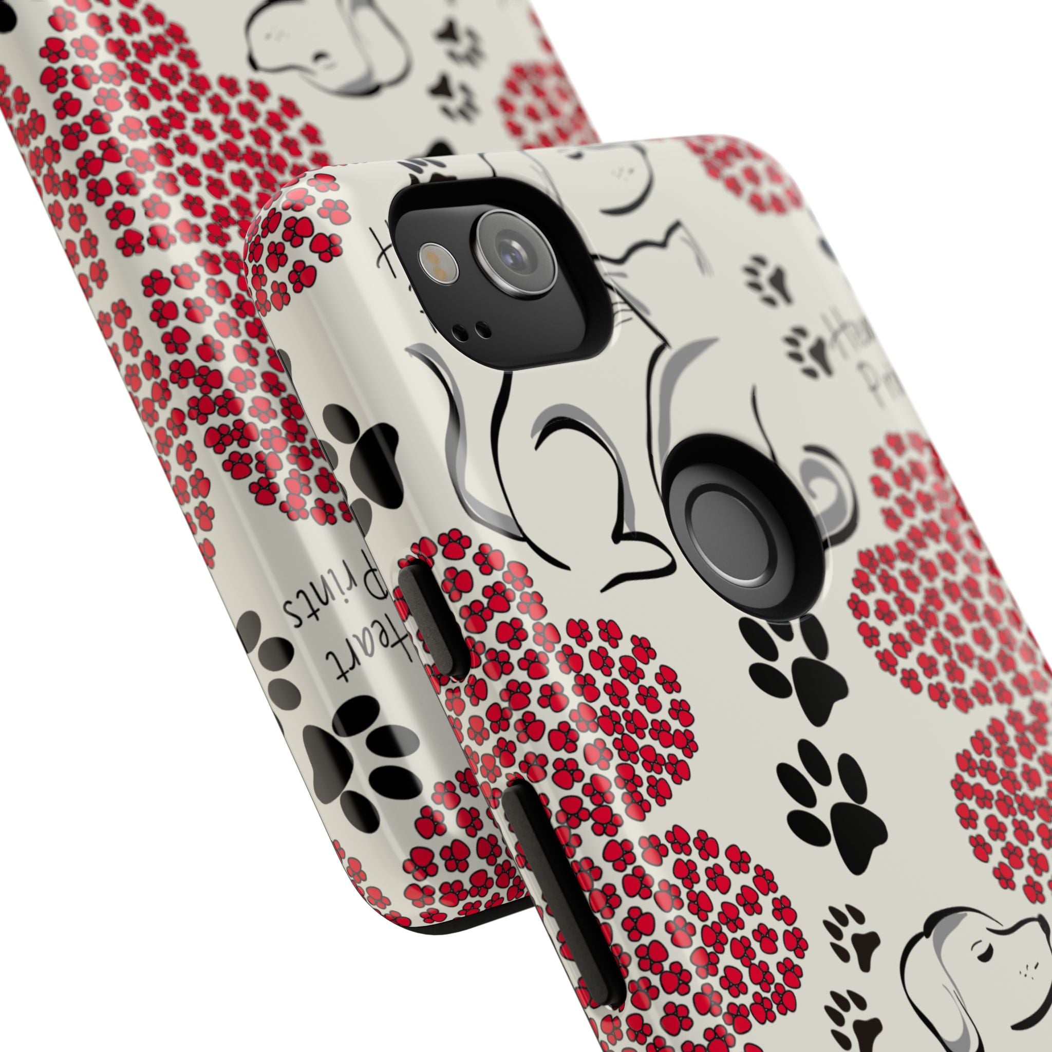 Stylish Phone Case with Heart Prints for Pet Lovers, Dog Lover Gift, Floral Pattern, Customizable Design, Cute Animal Accessories