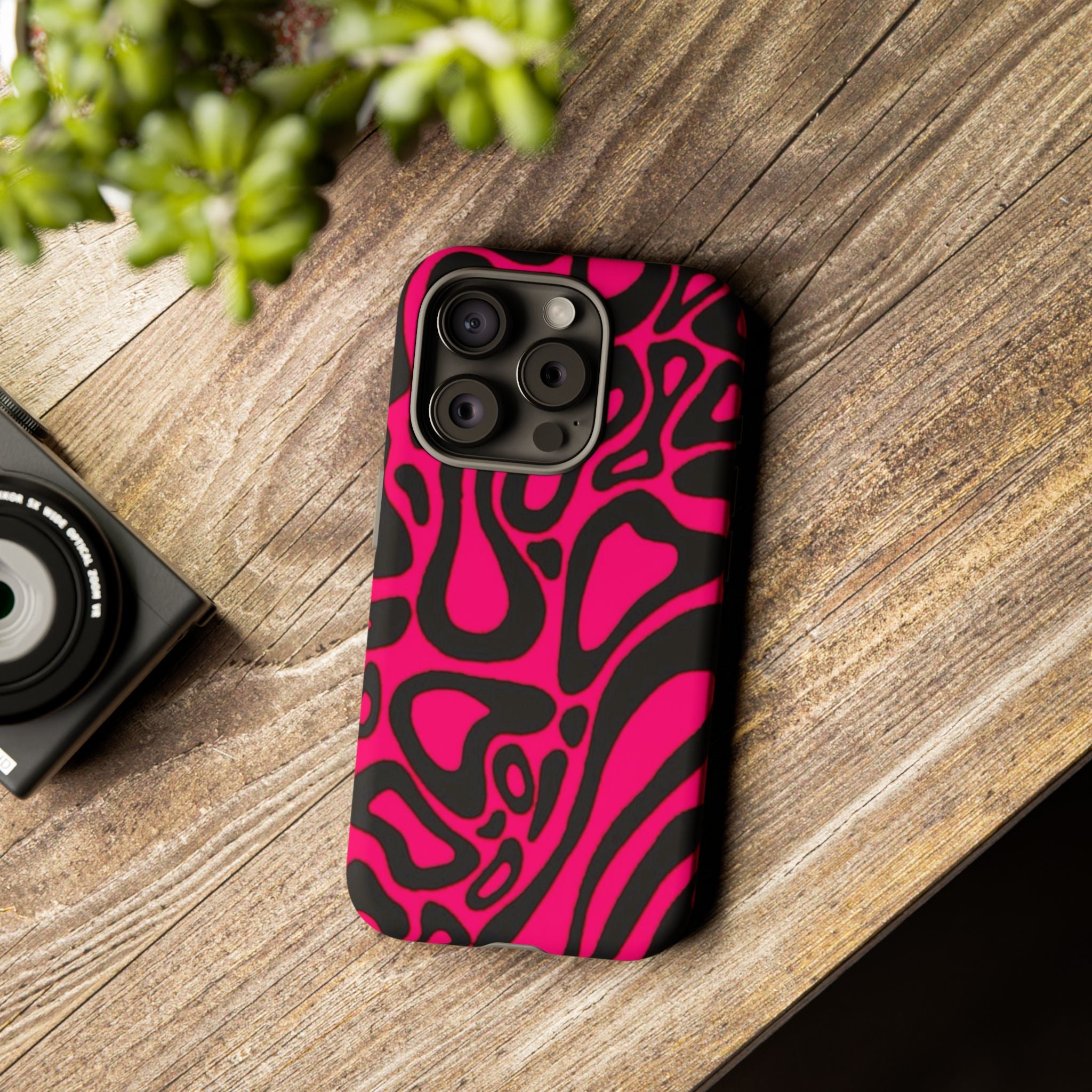 Bold Pink Patterned Phone Case, Stylish Tough Case, Trendy Accessory, Gift for Her, Tech Protection