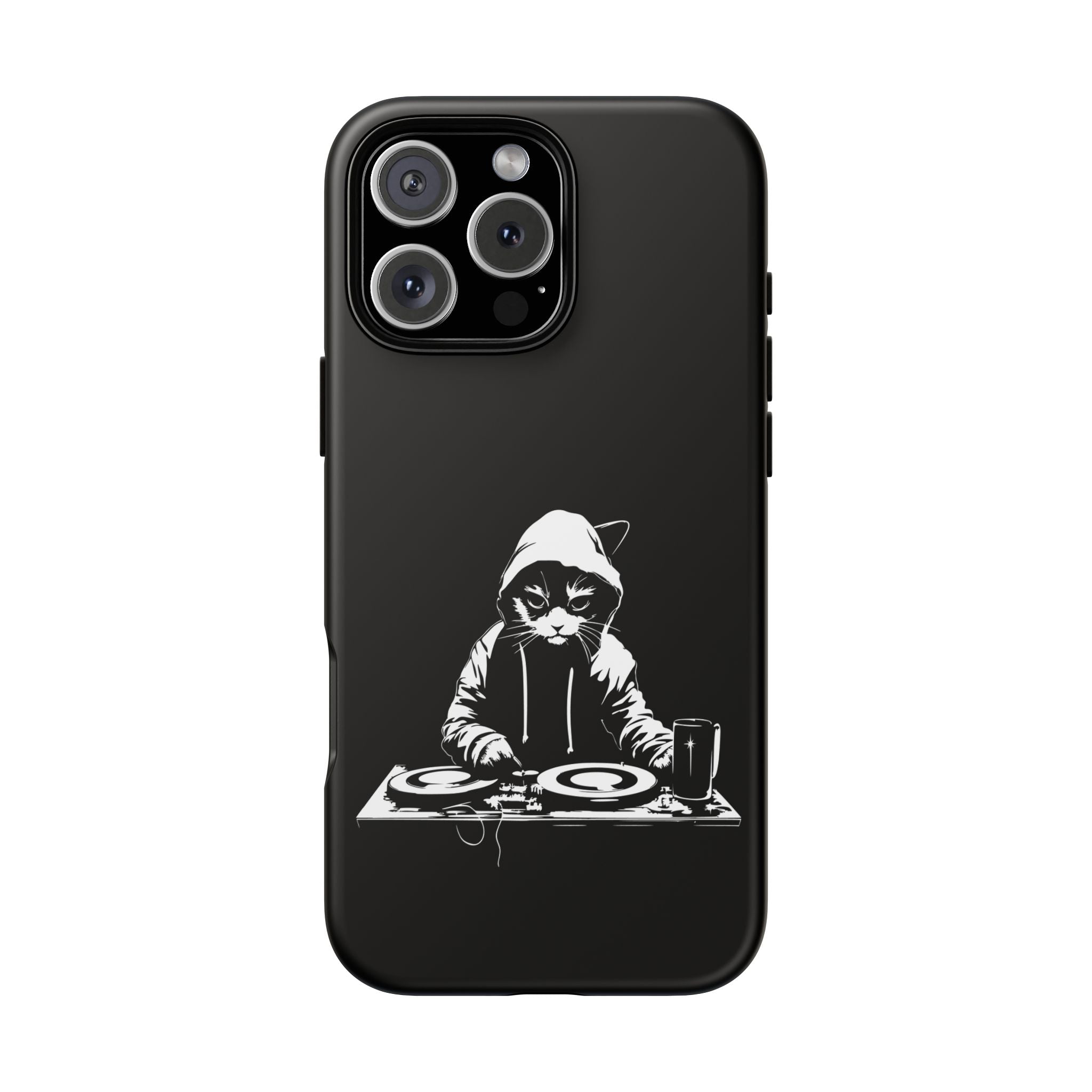 DJ Cat Phone Case, Tough Phone Cover, Pet Lover Gift, Music Enthusiast Accessory, Cute Cat Decor, Unique Case Design