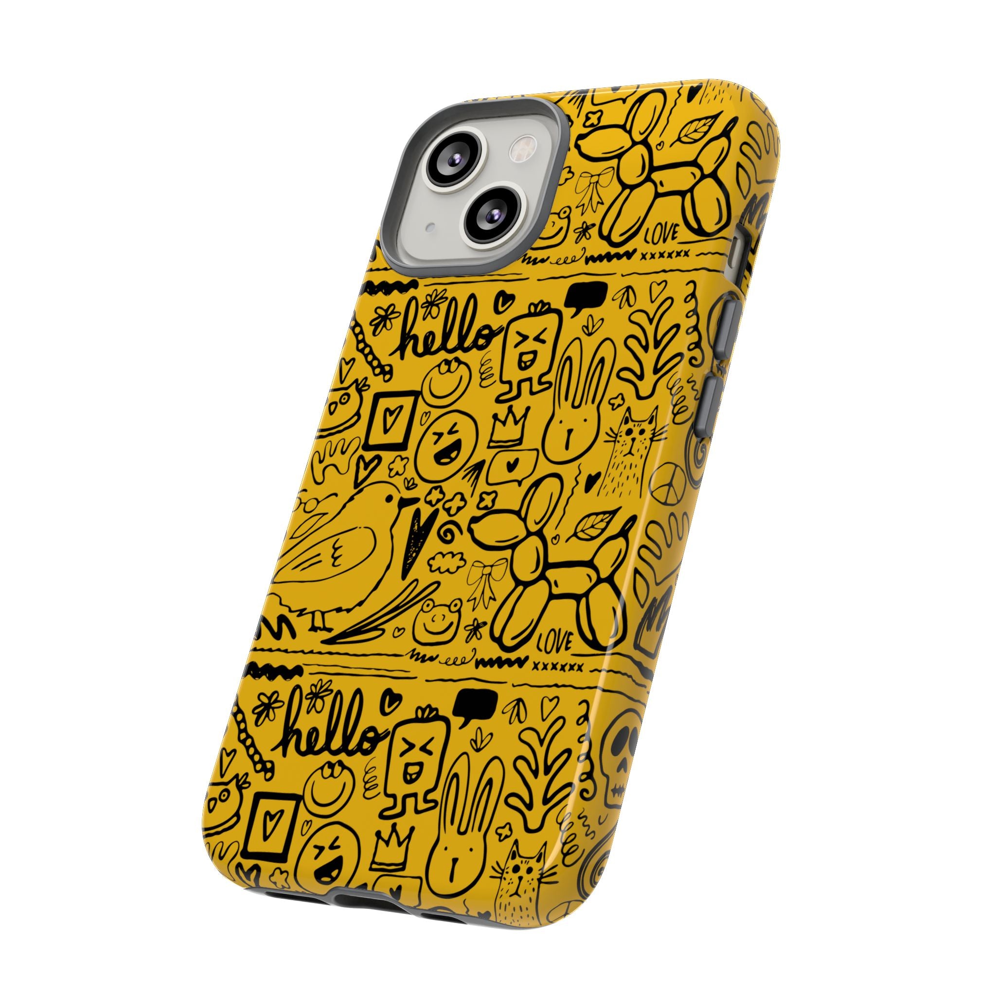 Vibrant Phone Case, Cute Yellow Floral iPhone Cover, Stylish Tough Case, Fun Phone Accessory, Perfect Gift for Teens