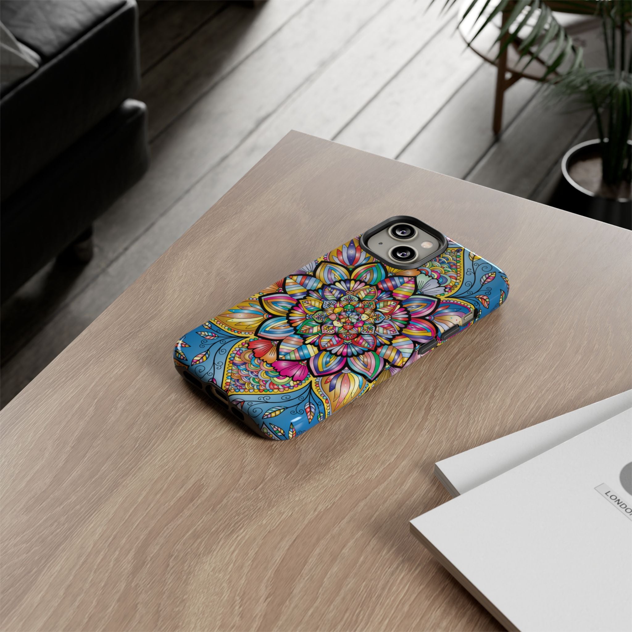 Vibrant Floral Phone Case, Tough Phone Cover, Colorful Mobile Accessory, Artistic Gift, Mandala Design, Everyday Use