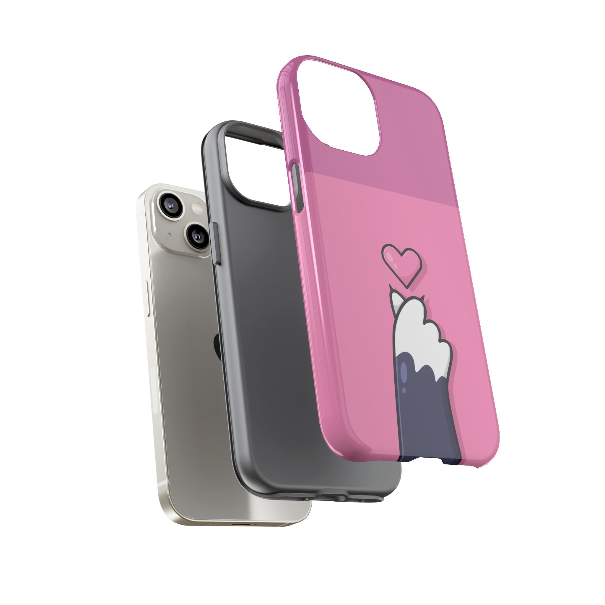Cute Cat Paw Phone Case, Playful Pet Lover Gift, Animal Print Phone Cover, Heart Design Case, Fun Feminine Case, Kawaii Style
