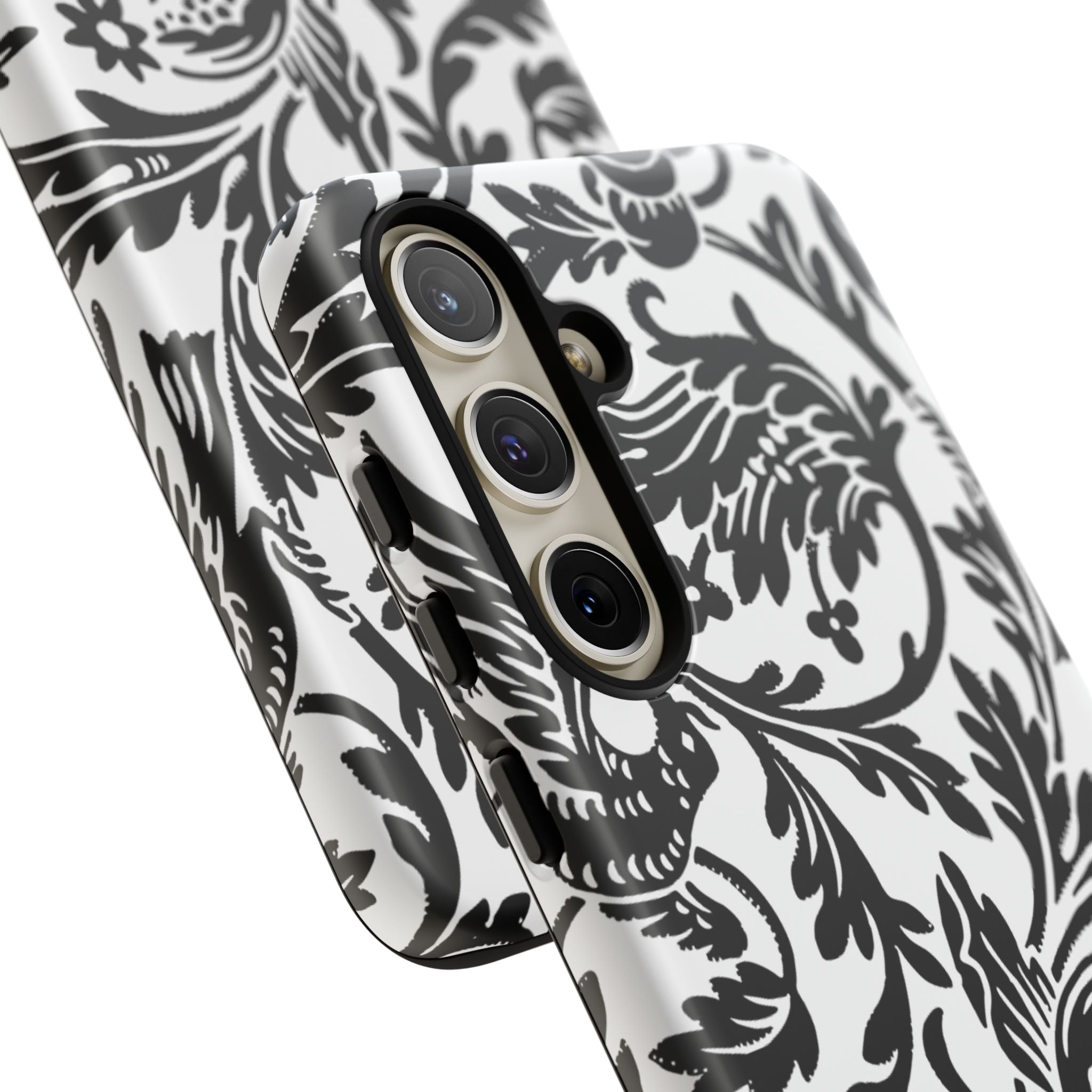 Elegant Black Floral Phone Case, Tough Cases, Stylish Phone Protection, Gift for Her, Floral Design, Trendy Accessories