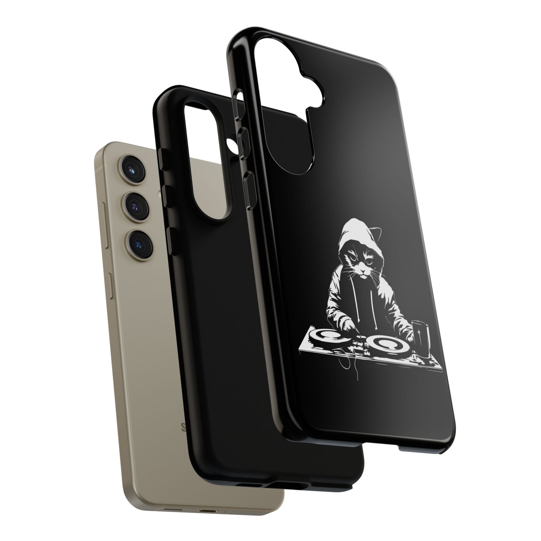 DJ Cat Phone Case, Tough Phone Cover, Pet Lover Gift, Music Enthusiast Accessory, Cute Cat Decor, Unique Case Design