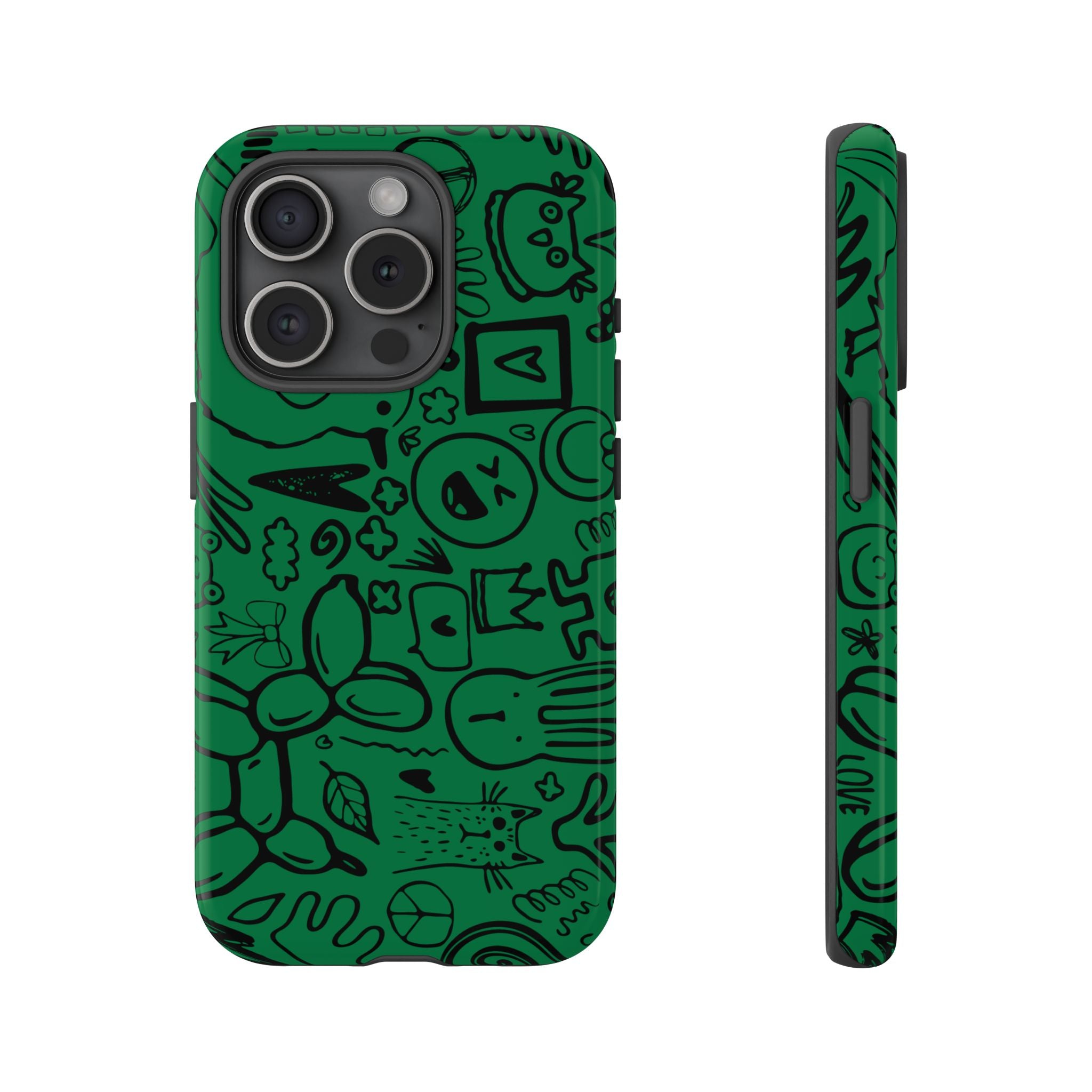Playful Phone Case, Vibrant Green Tough Case, Quirky Graphic Design, Unique Gift for Kids, Fun Accessories, Christmas, Birthday
