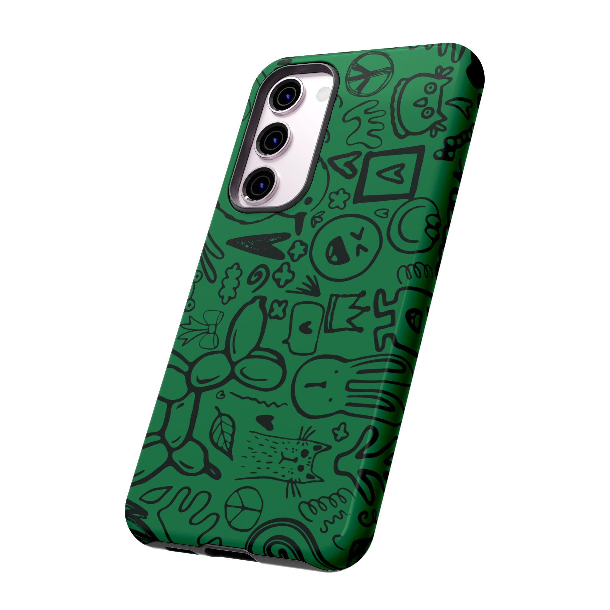 Playful Phone Case, Vibrant Green Tough Case, Quirky Graphic Design, Unique Gift for Kids, Fun Accessories, Christmas, Birthday