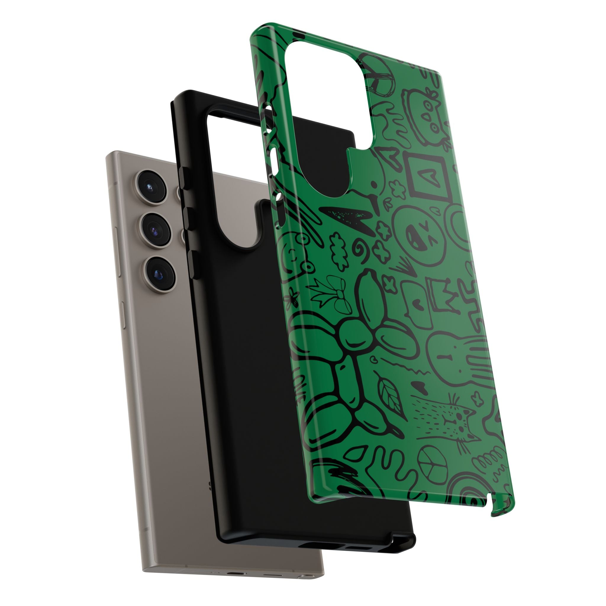 Playful Phone Case, Vibrant Green Tough Case, Quirky Graphic Design, Unique Gift for Kids, Fun Accessories, Christmas, Birthday
