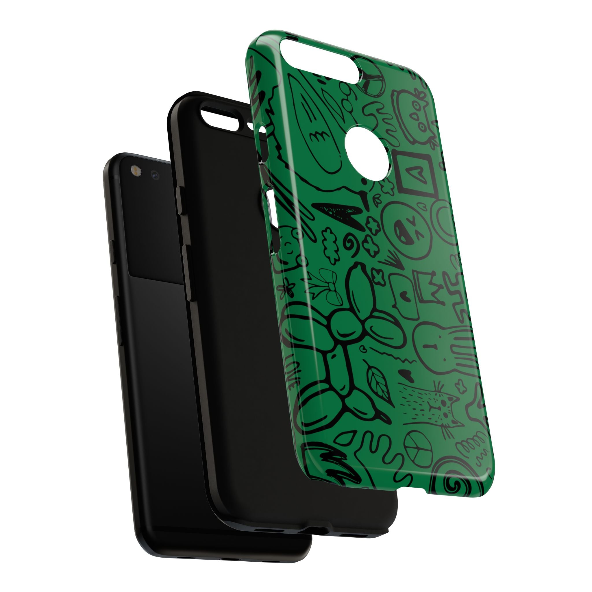 Playful Phone Case, Vibrant Green Tough Case, Quirky Graphic Design, Unique Gift for Kids, Fun Accessories, Christmas, Birthday