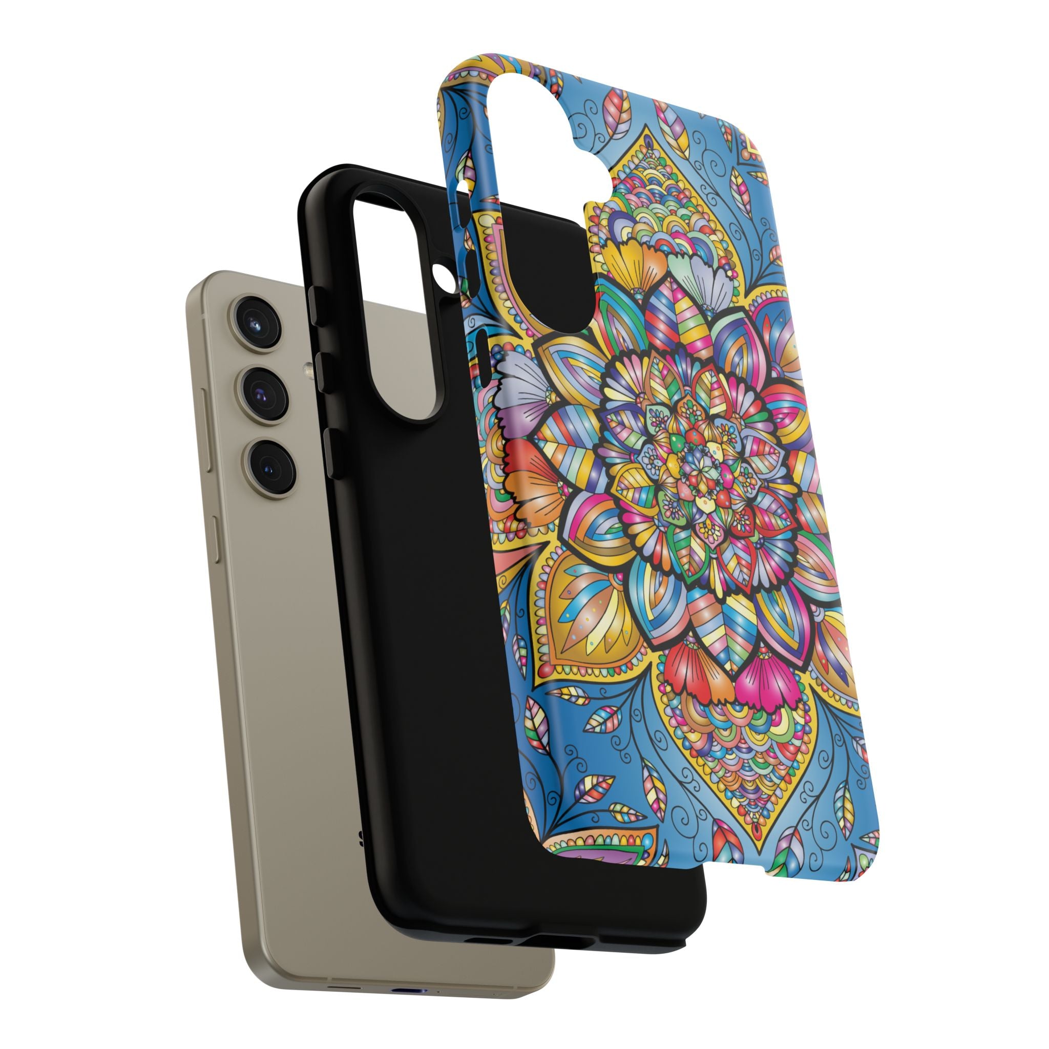 Vibrant Floral Phone Case, Tough Phone Cover, Colorful Mobile Accessory, Artistic Gift, Mandala Design, Everyday Use