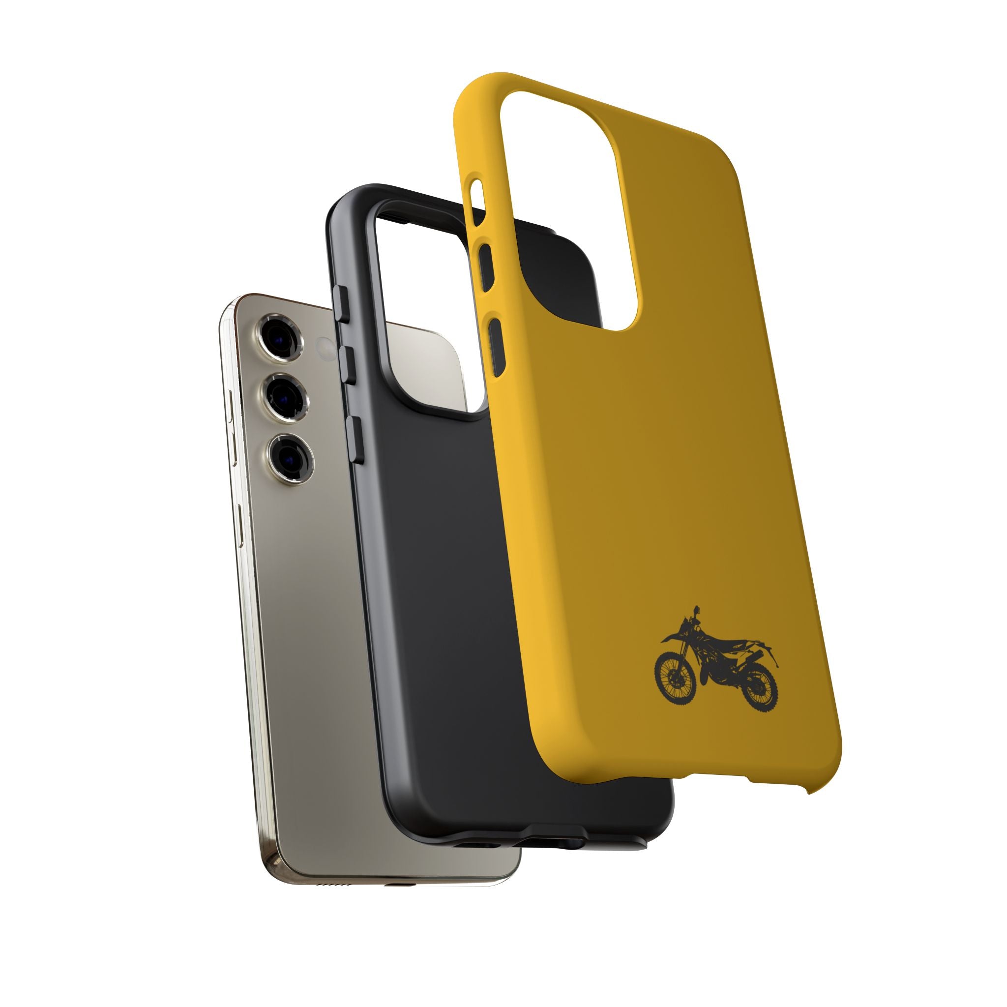 Motorcycle Phone Case, Tough Phone Cover, Gift for Bikers, Durable Tech Accessory, Yellow Motorcycle Design