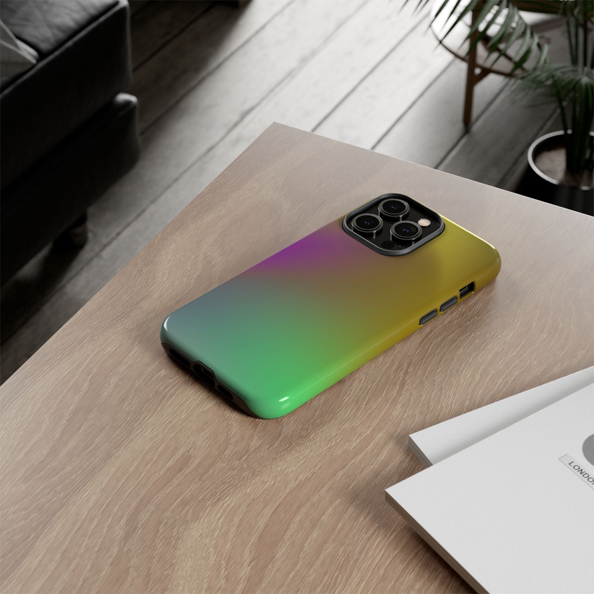Vibrant Phone Case, Tough Cases, Colorful Phone Cover, Durable Mobile Case, Yellow Green Gradient Design
