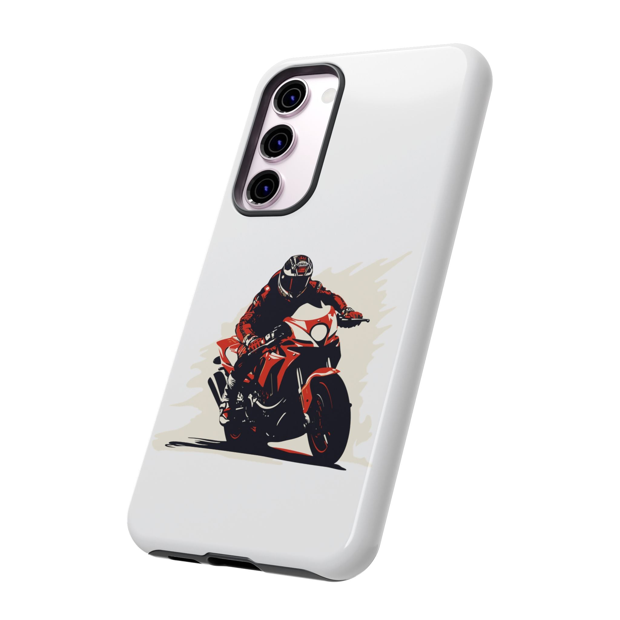 Motorcycle Phone Case, Tough Cases for Riders, Biker Accessory, Gifts for Motorcyclists, Red Bike Design