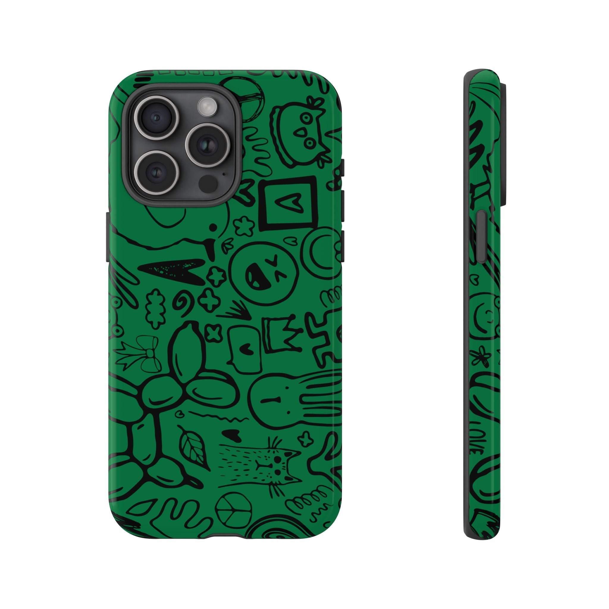 Playful Phone Case, Vibrant Green Tough Case, Quirky Graphic Design, Unique Gift for Kids, Fun Accessories, Christmas, Birthday