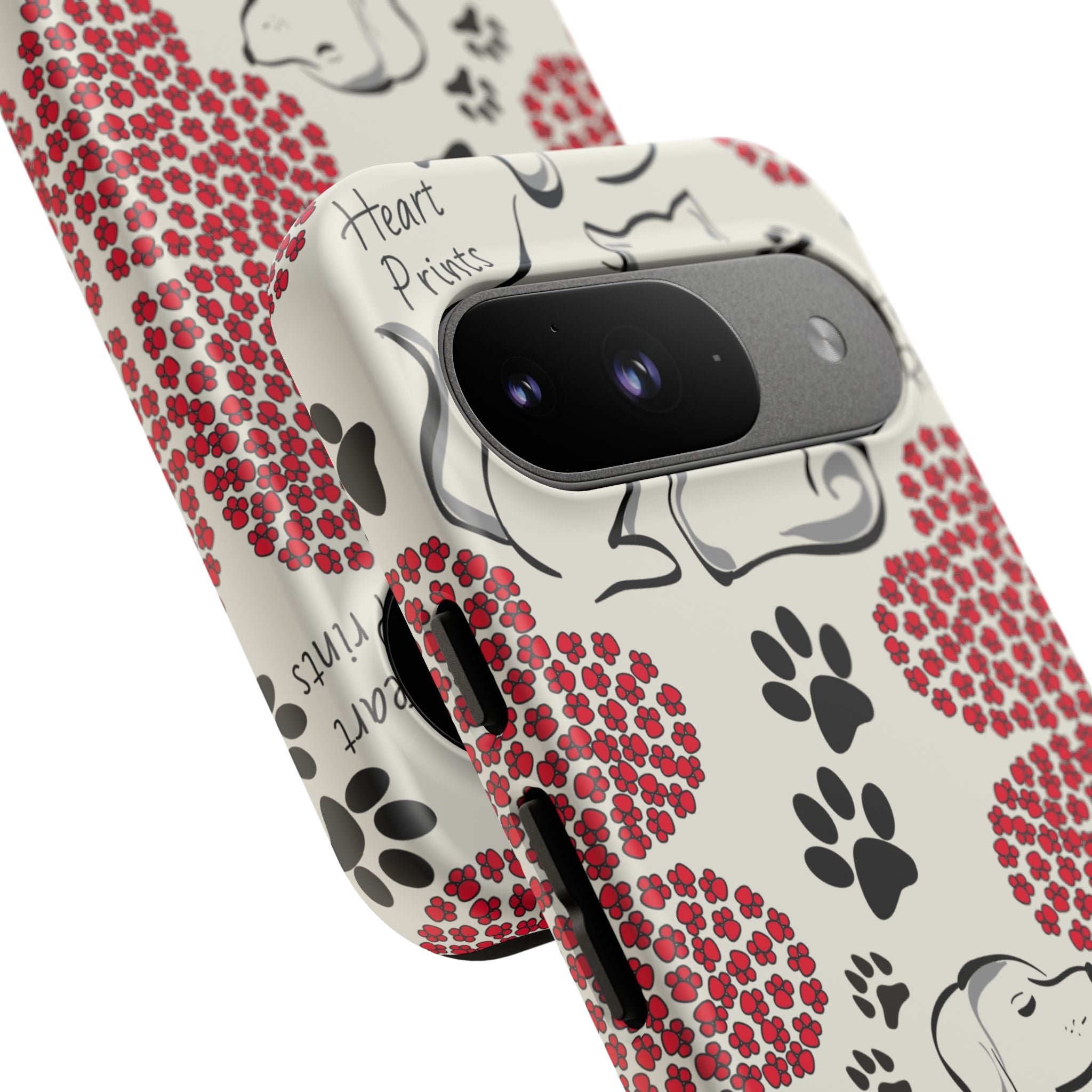 Stylish Phone Case with Heart Prints for Pet Lovers, Dog Lover Gift, Floral Pattern, Customizable Design, Cute Animal Accessories