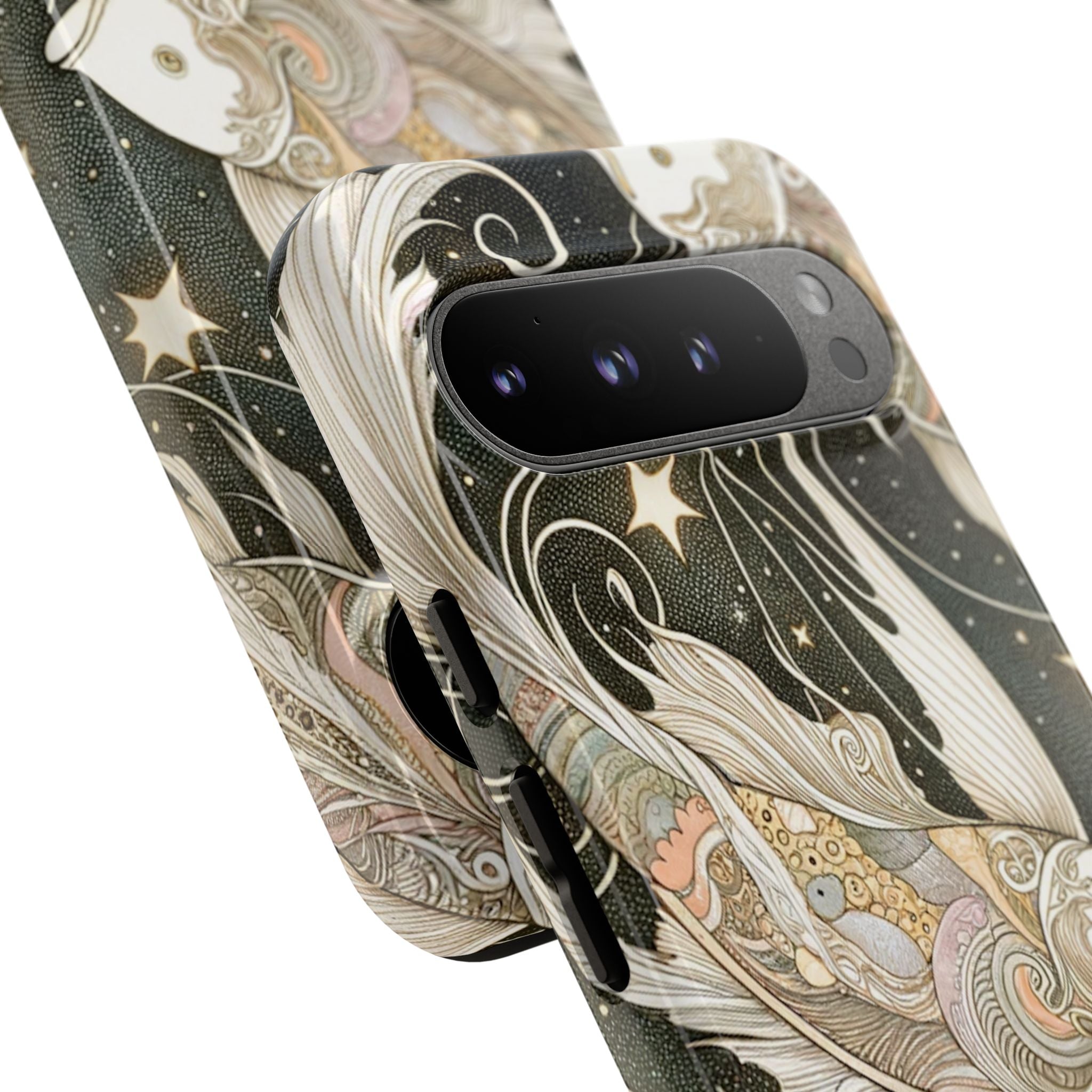Artistic Phone Case, Cosmic Fish Design, Phone Accessory, Unique Gift, Zodiac Decor, Starry Night Vibes