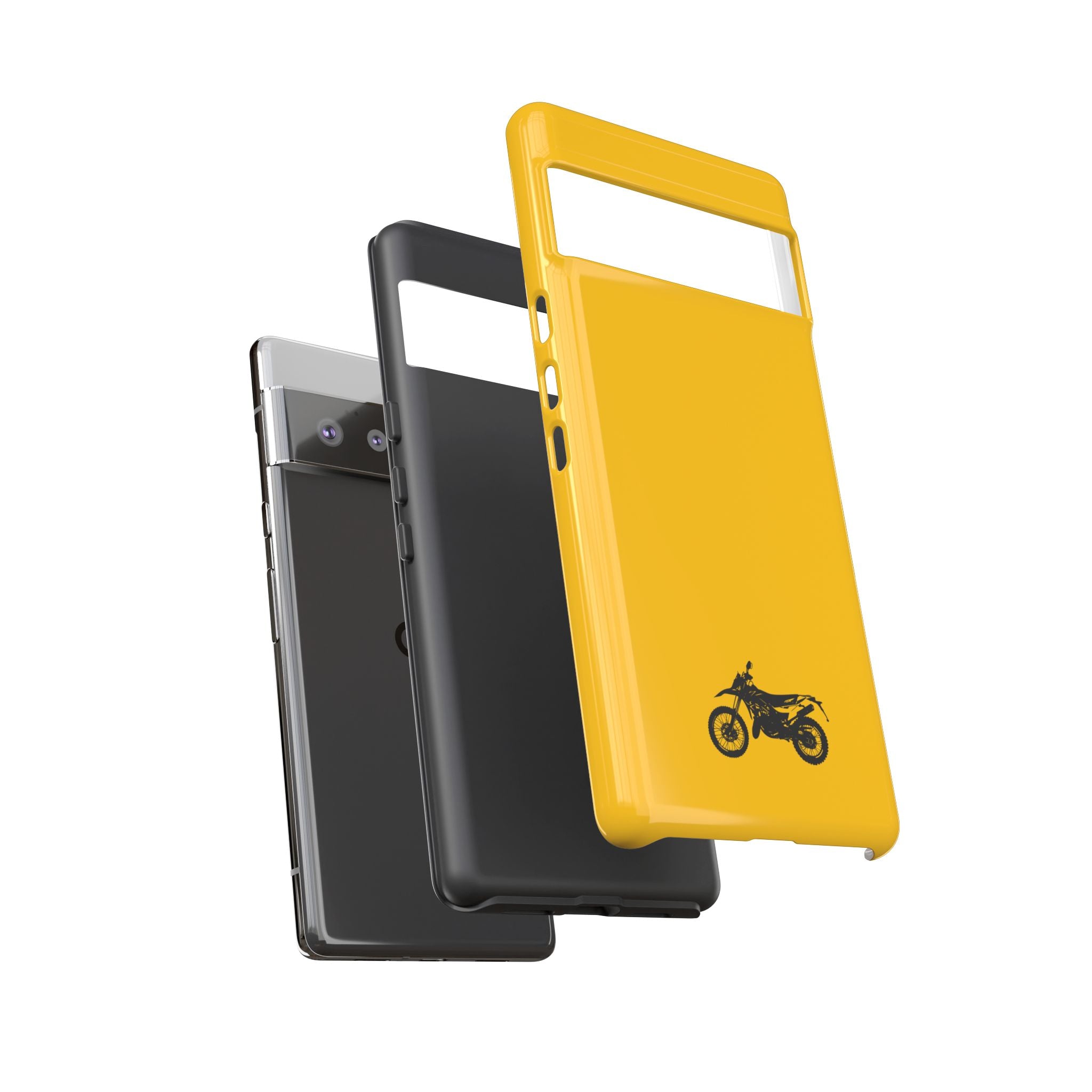 Motorcycle Phone Case, Tough Phone Cover, Gift for Bikers, Durable Tech Accessory, Yellow Motorcycle Design