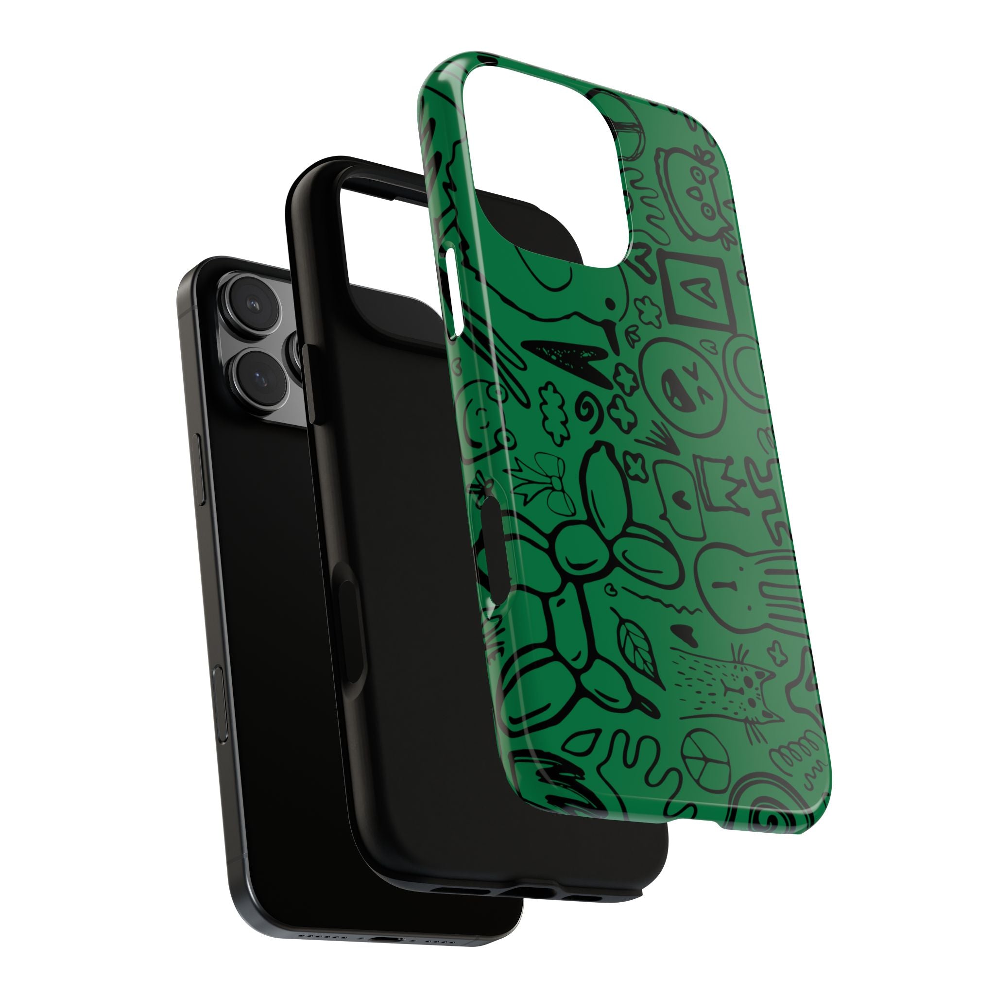 Playful Phone Case, Vibrant Green Tough Case, Quirky Graphic Design, Unique Gift for Kids, Fun Accessories, Christmas, Birthday