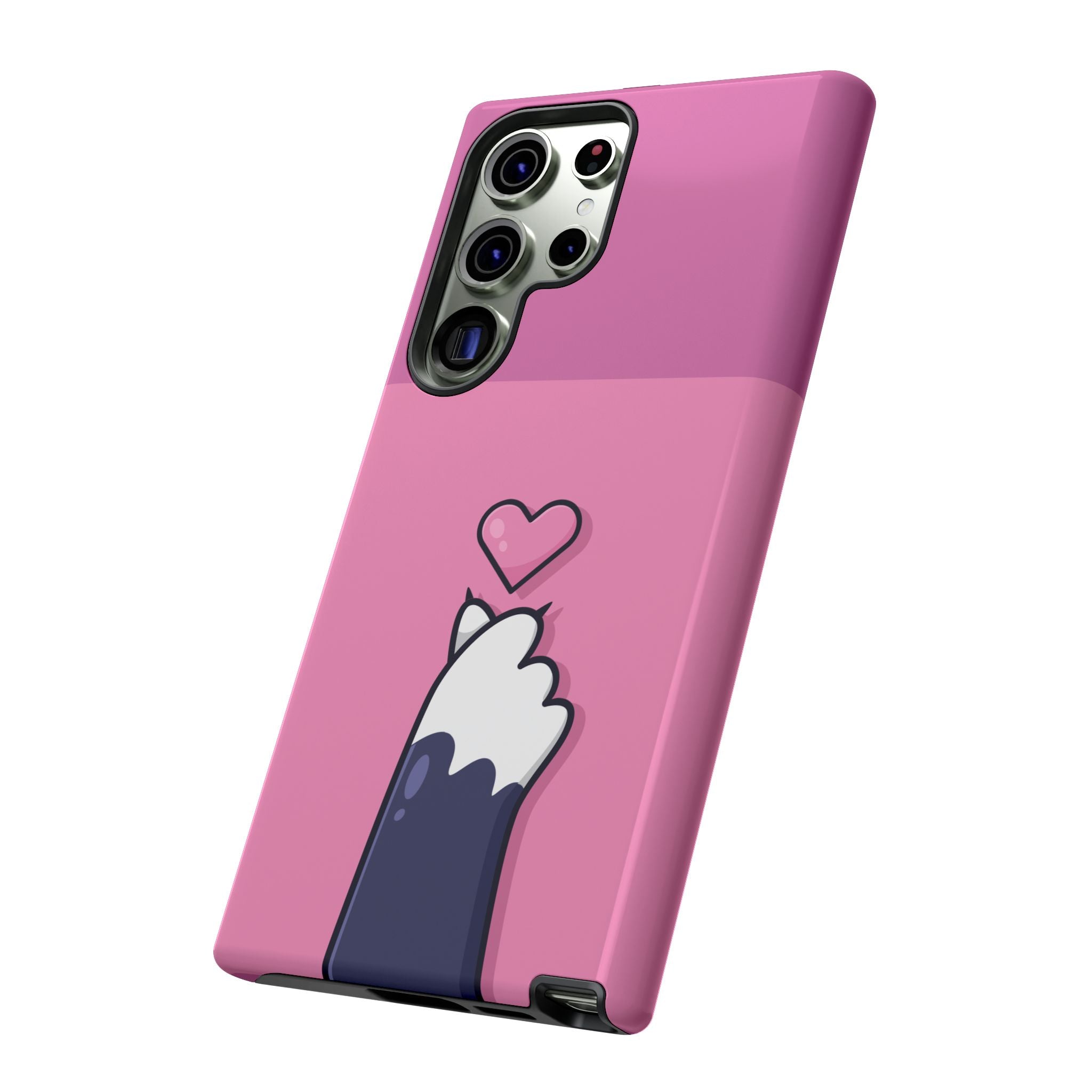 Cute Cat Paw Phone Case, Playful Pet Lover Gift, Animal Print Phone Cover, Heart Design Case, Fun Feminine Case, Kawaii Style