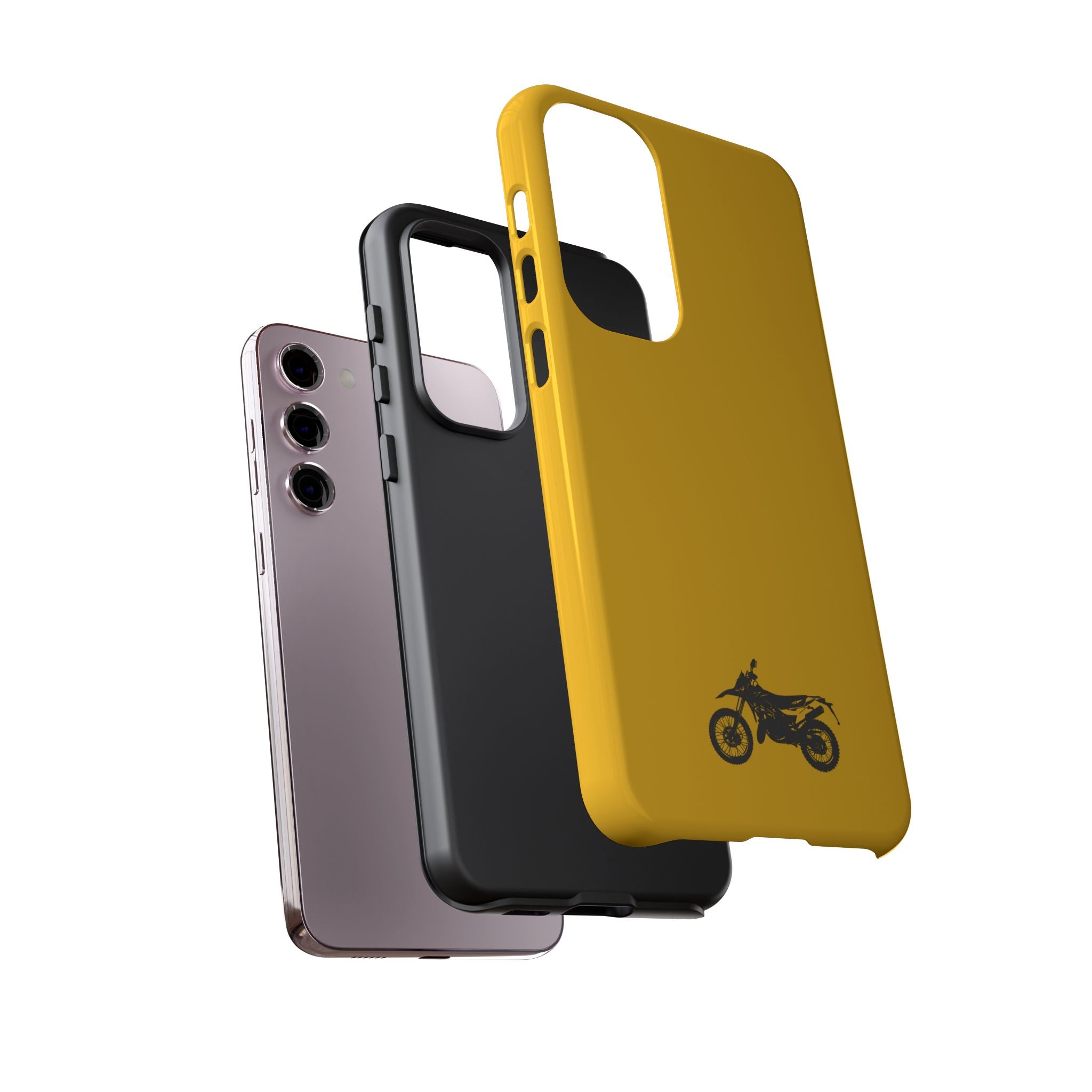 Motorcycle Phone Case, Tough Phone Cover, Gift for Bikers, Durable Tech Accessory, Yellow Motorcycle Design