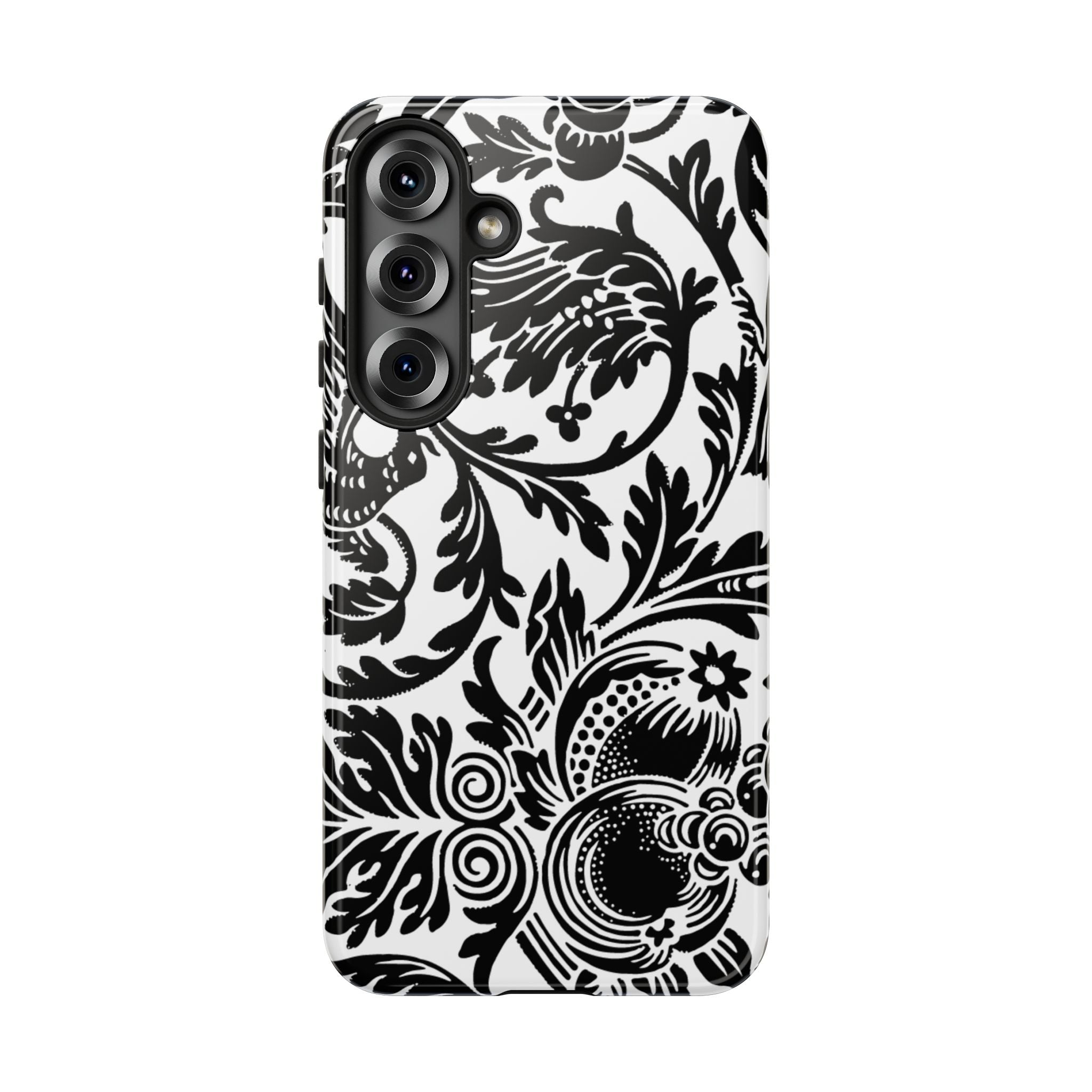 Elegant Black Floral Phone Case, Tough Cases, Stylish Phone Protection, Gift for Her, Floral Design, Trendy Accessories
