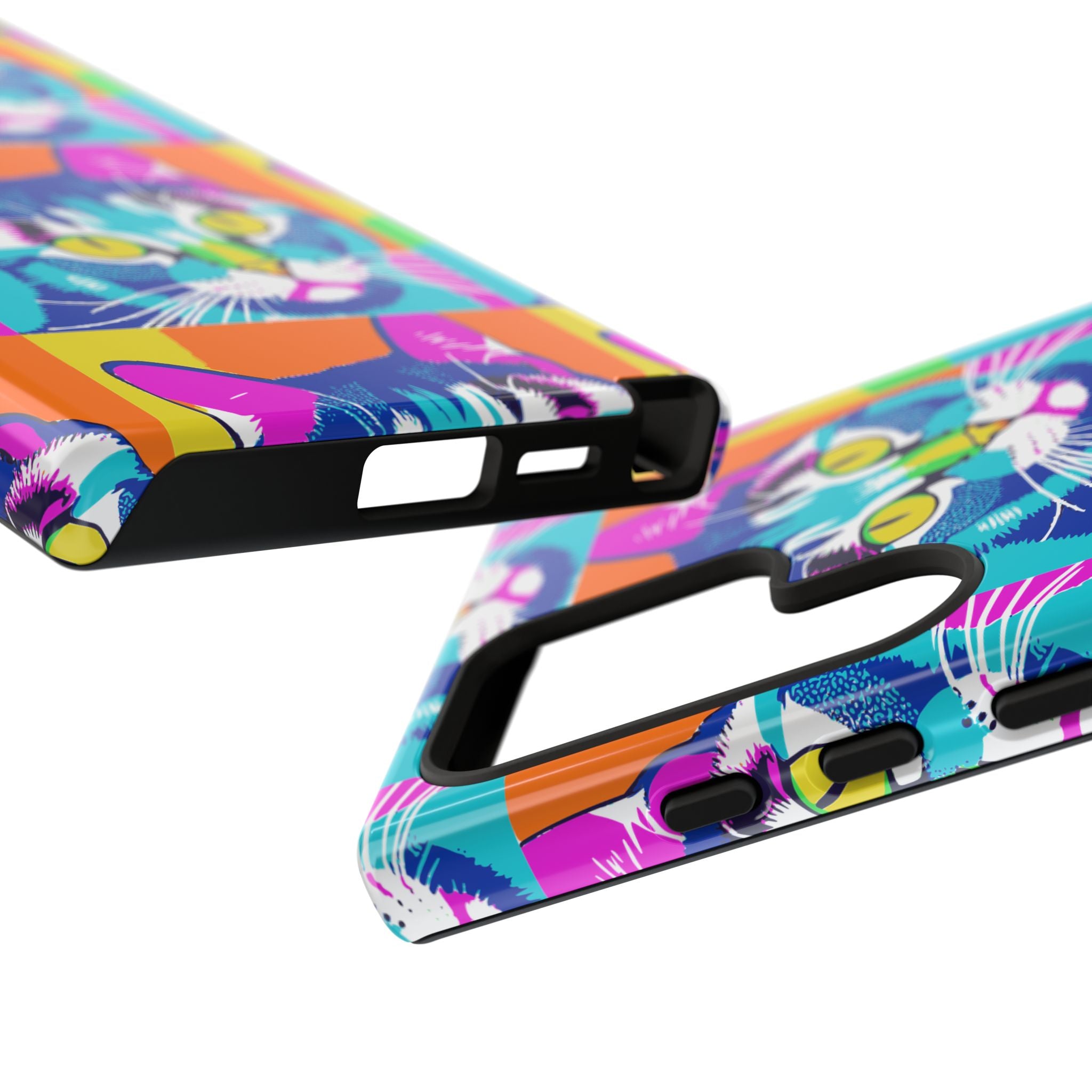 Colorful Cat Phone Case, Vibrant Animal Cover, Unique Pet Lover Gift, Fun Pop Art Style, Trendy Gadget Accessory