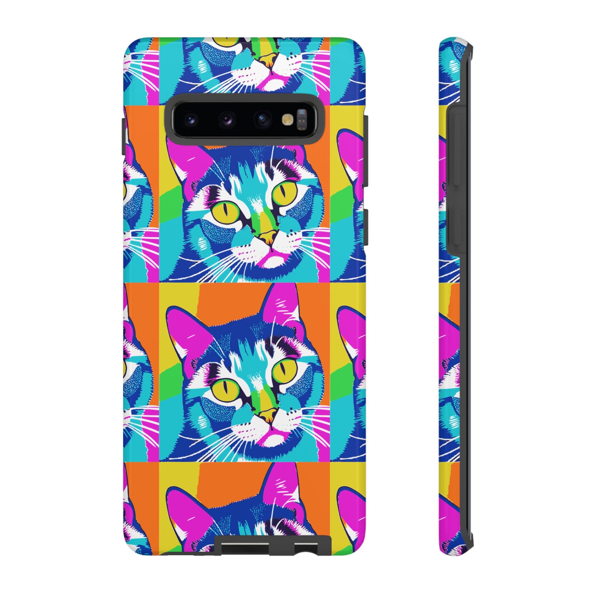 Colorful Cat Phone Case, Vibrant Animal Cover, Unique Pet Lover Gift, Fun Pop Art Style, Trendy Gadget Accessory