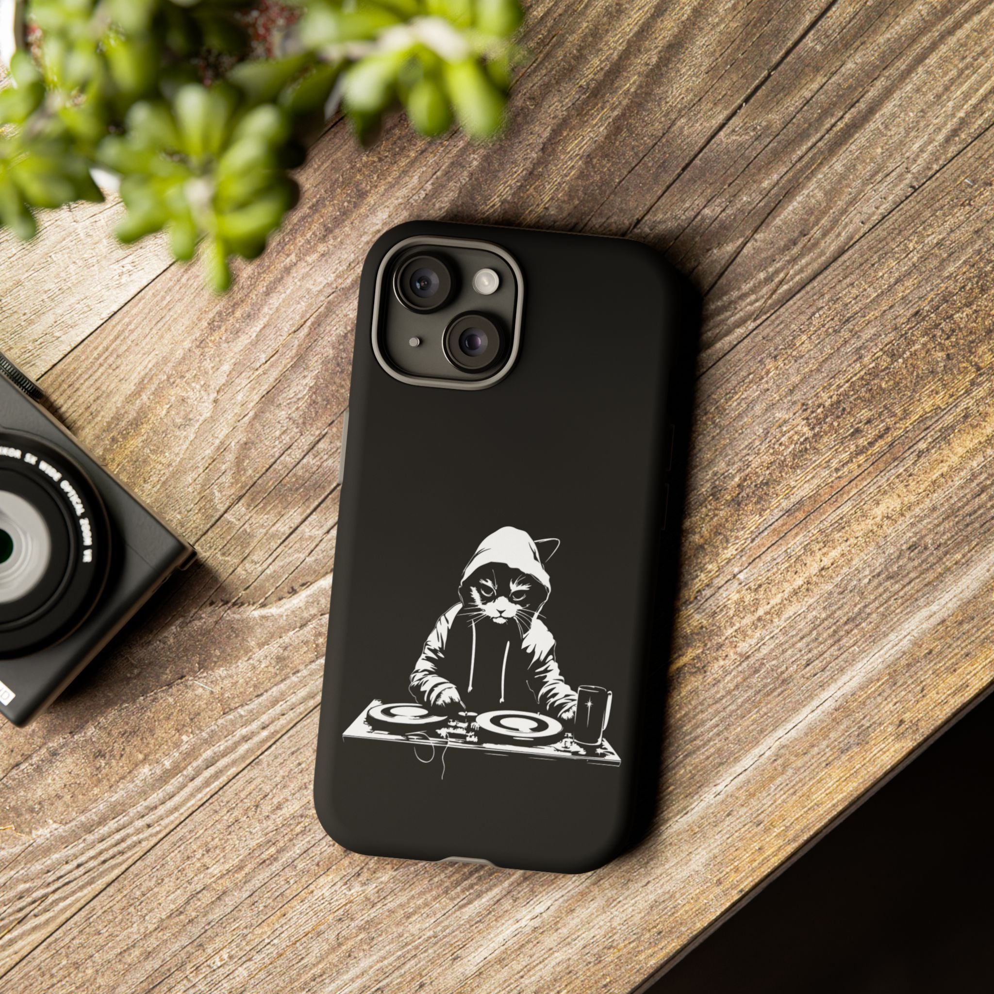 DJ Cat Phone Case, Tough Phone Cover, Pet Lover Gift, Music Enthusiast Accessory, Cute Cat Decor, Unique Case Design