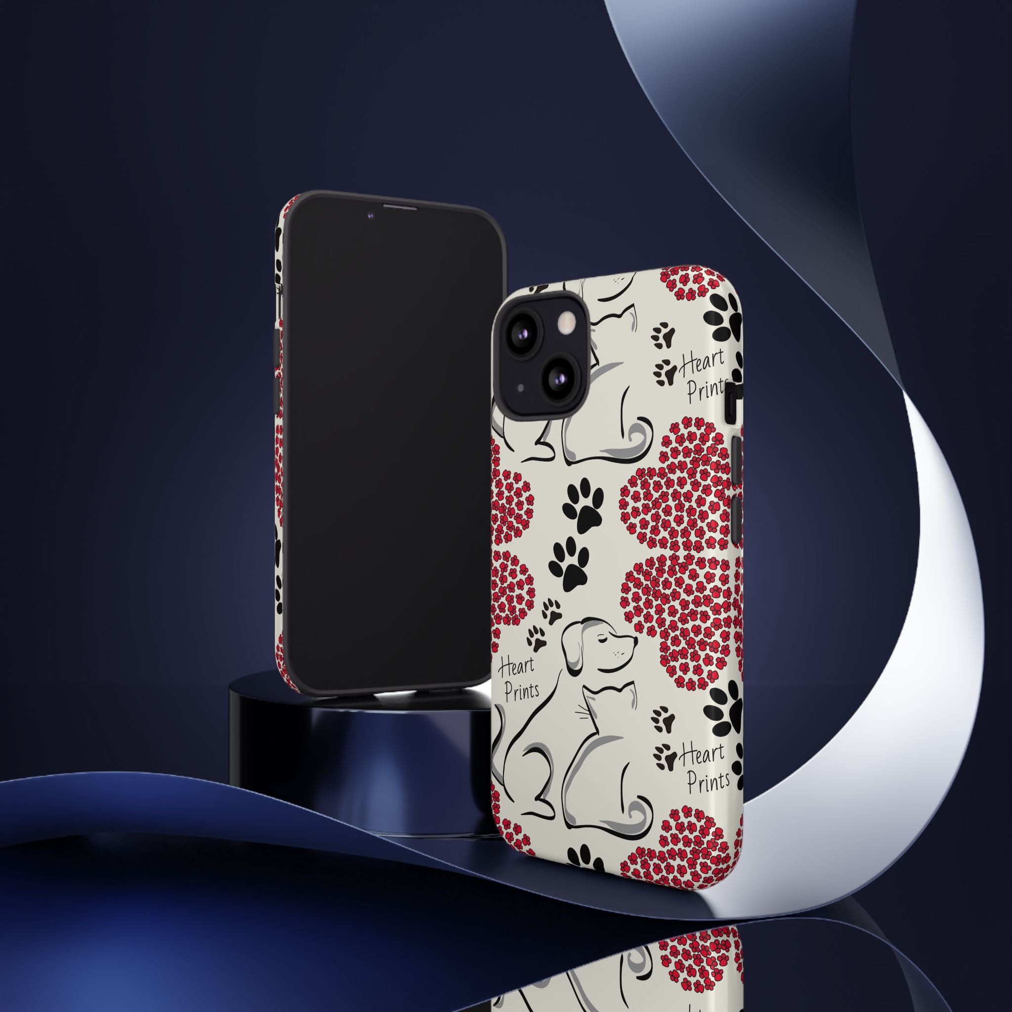 Stylish Phone Case with Heart Prints for Pet Lovers, Dog Lover Gift, Floral Pattern, Customizable Design, Cute Animal Accessories