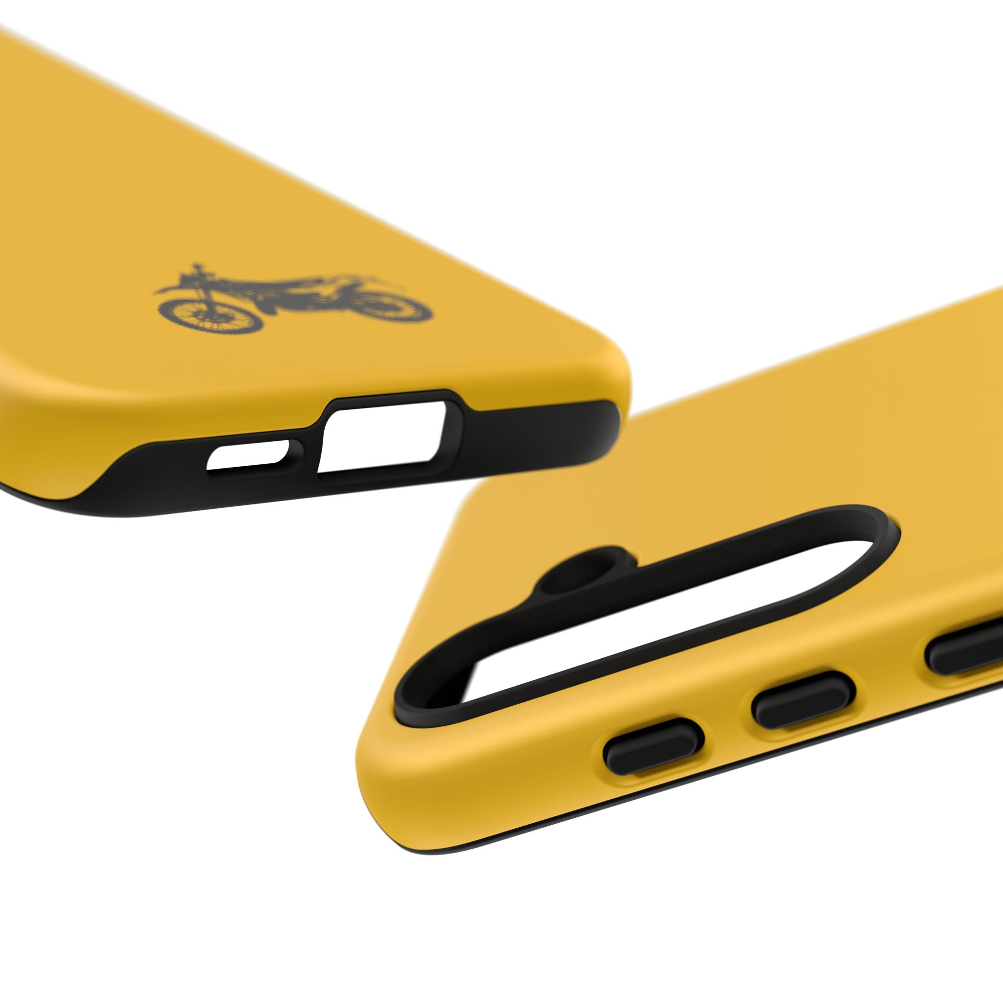 Motorcycle Phone Case, Tough Phone Cover, Gift for Bikers, Durable Tech Accessory, Yellow Motorcycle Design