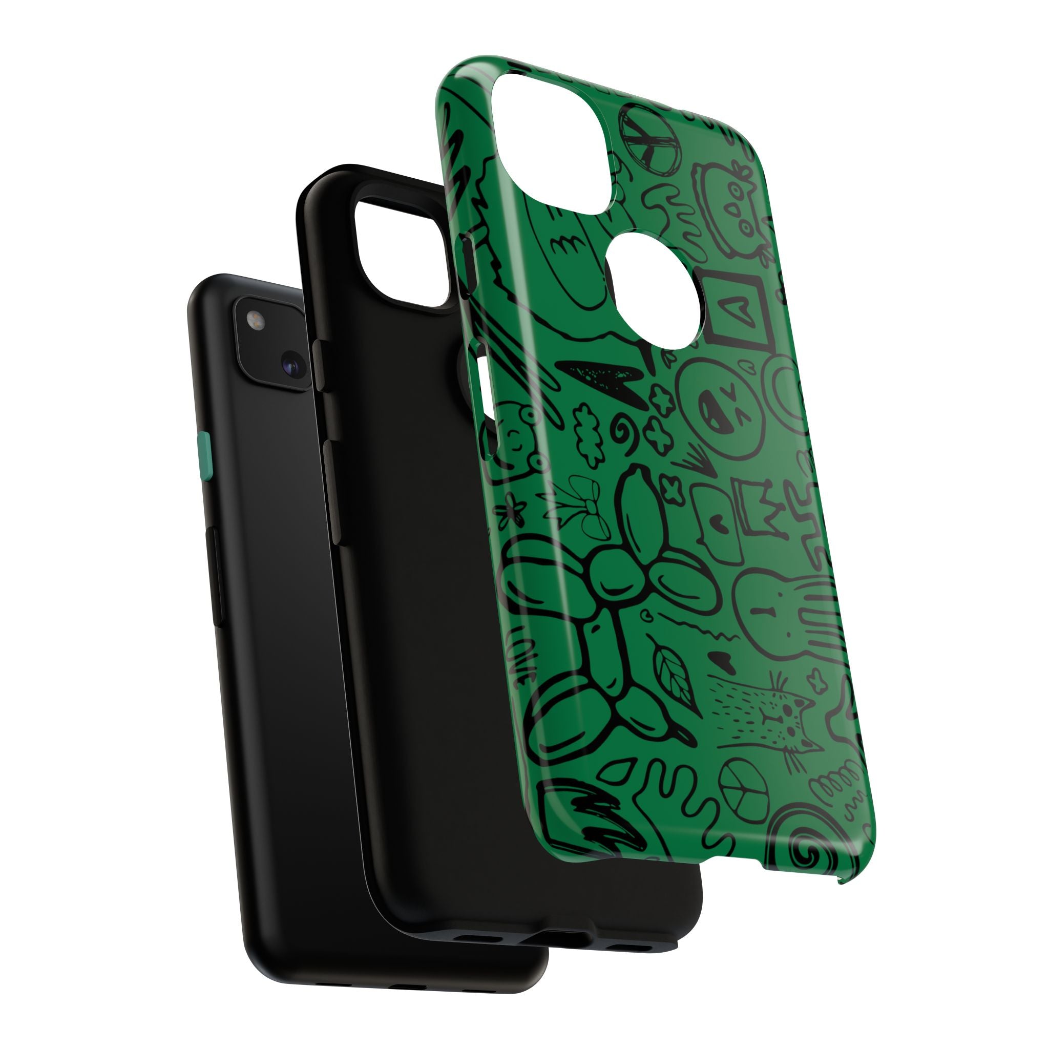 Playful Phone Case, Vibrant Green Tough Case, Quirky Graphic Design, Unique Gift for Kids, Fun Accessories, Christmas, Birthday