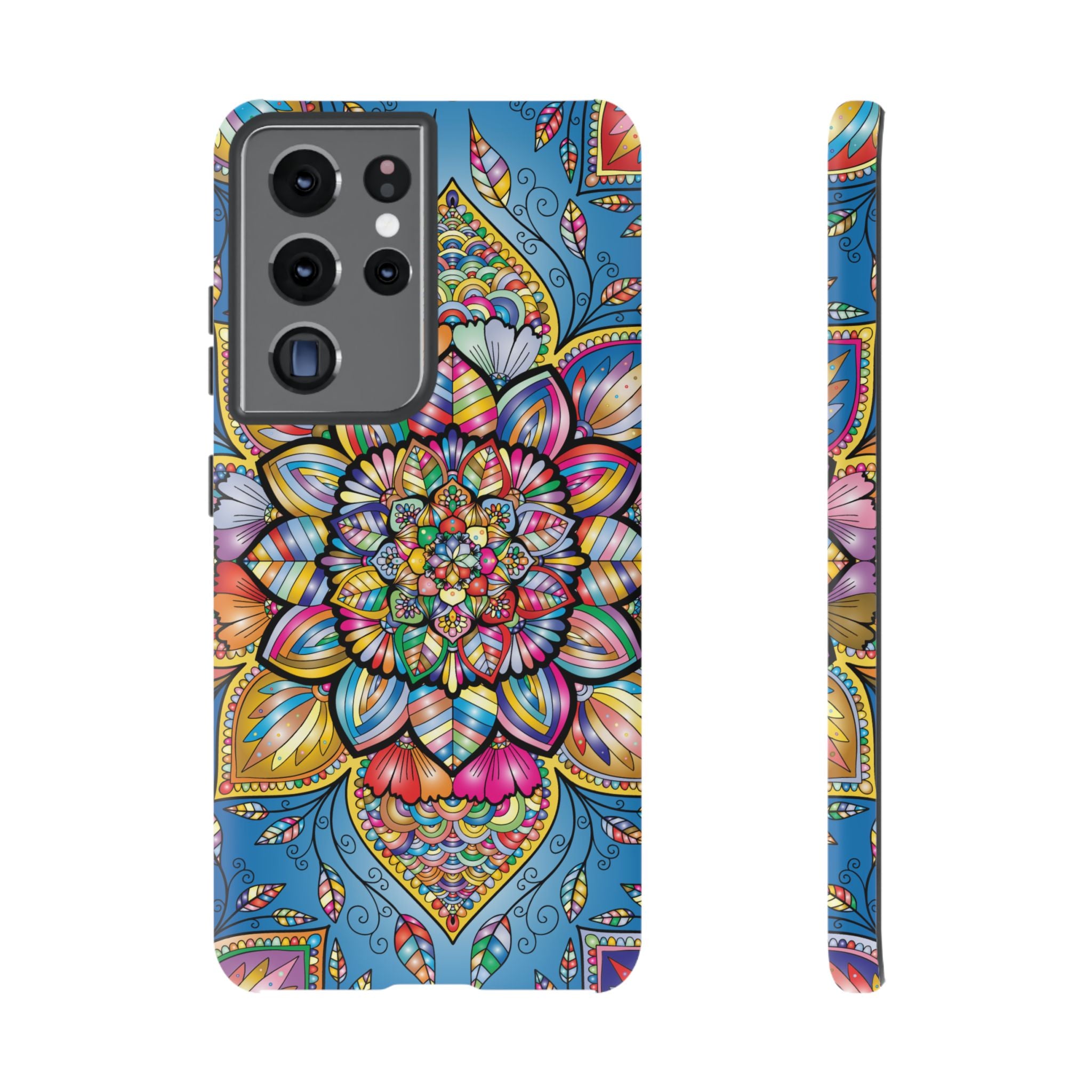 Vibrant Floral Phone Case, Tough Phone Cover, Colorful Mobile Accessory, Artistic Gift, Mandala Design, Everyday Use