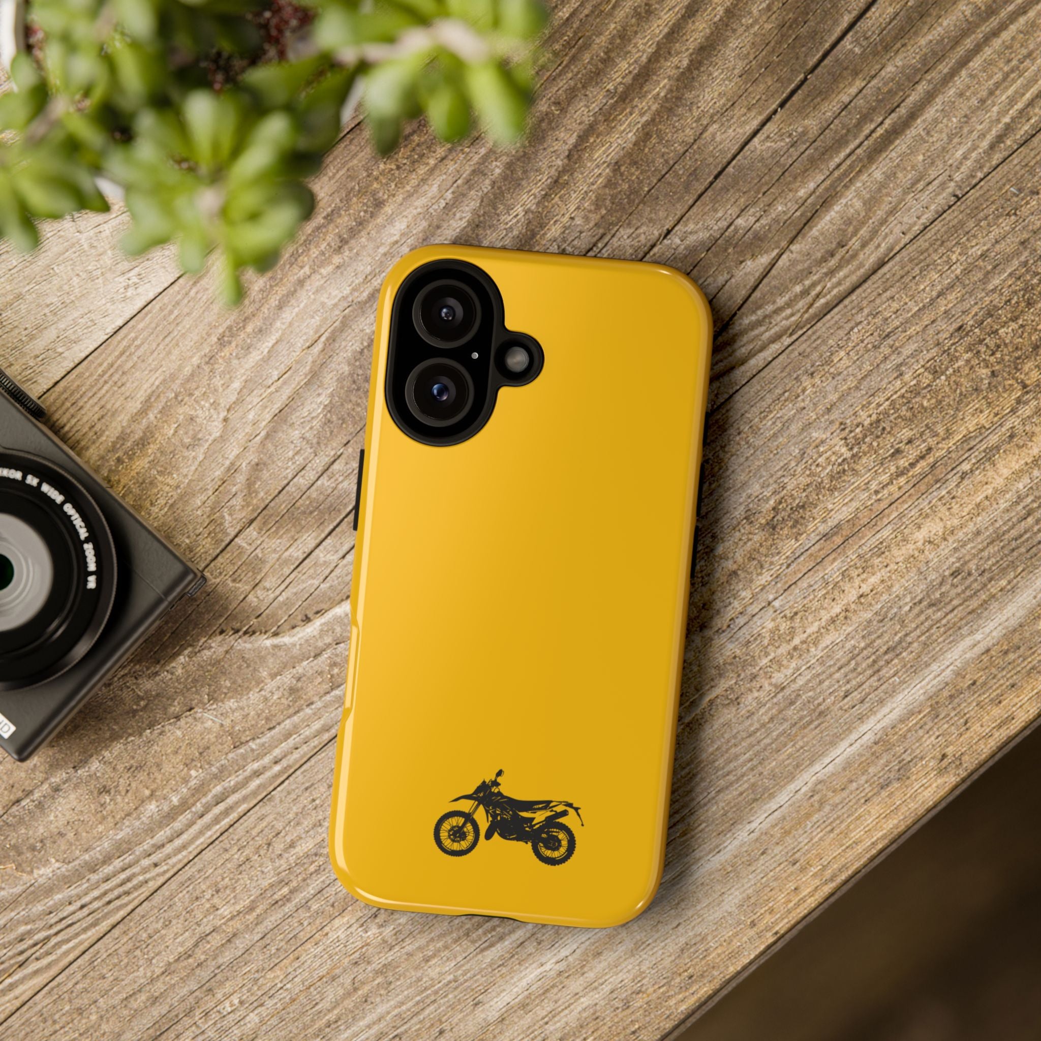 Motorcycle Phone Case, Tough Phone Cover, Gift for Bikers, Durable Tech Accessory, Yellow Motorcycle Design