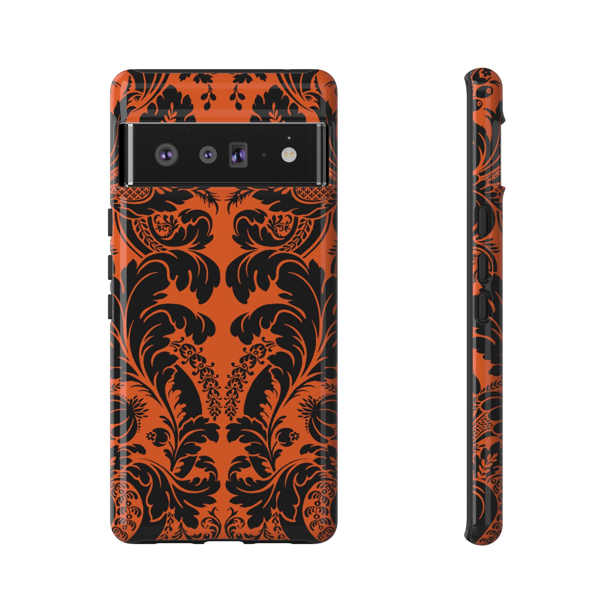 Elegant Phone Case with Orange Floral Design | Tough Cases, Smartphone Cover, Gift for Her, Floral Patterns, Stylish Accessories