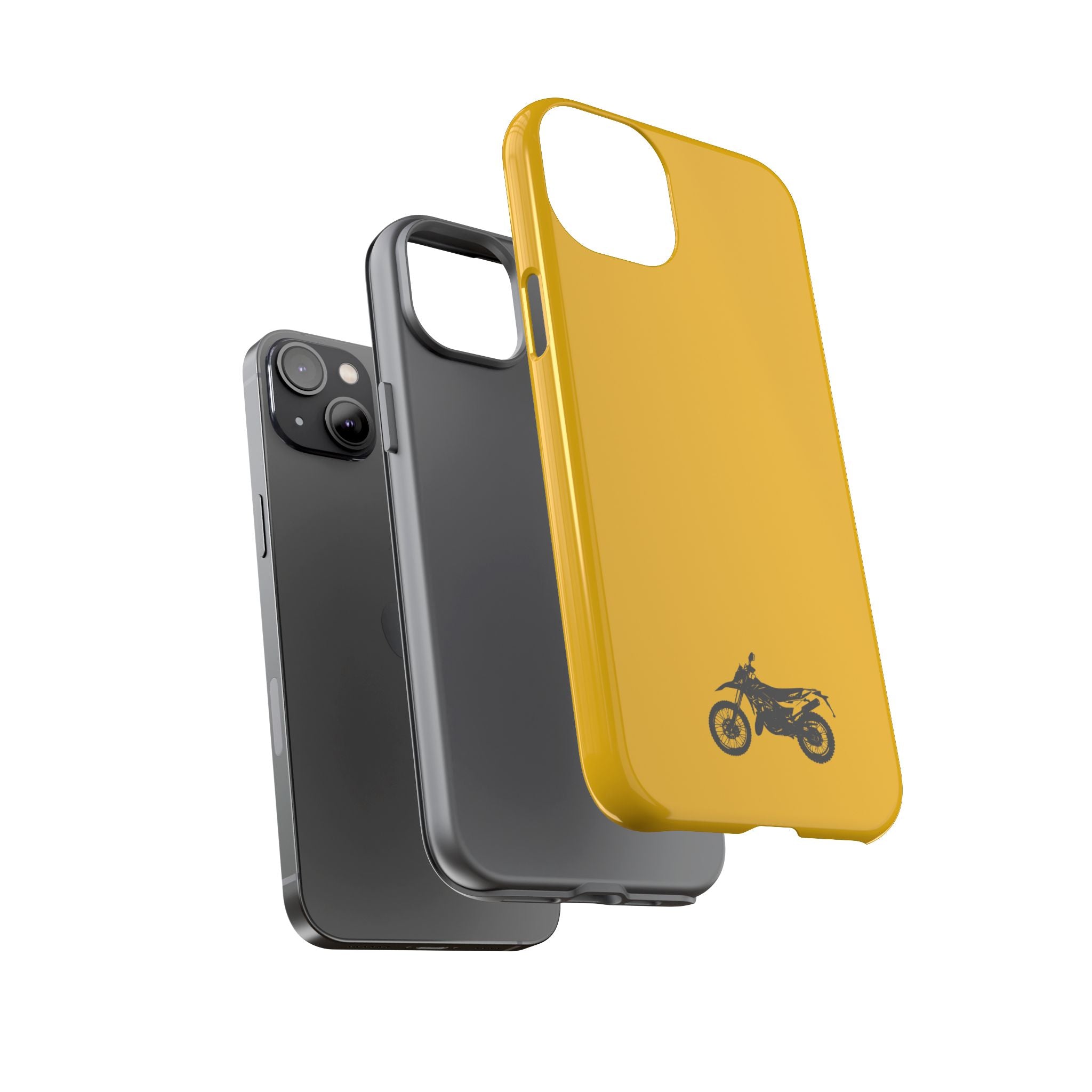 Motorcycle Phone Case, Tough Phone Cover, Gift for Bikers, Durable Tech Accessory, Yellow Motorcycle Design