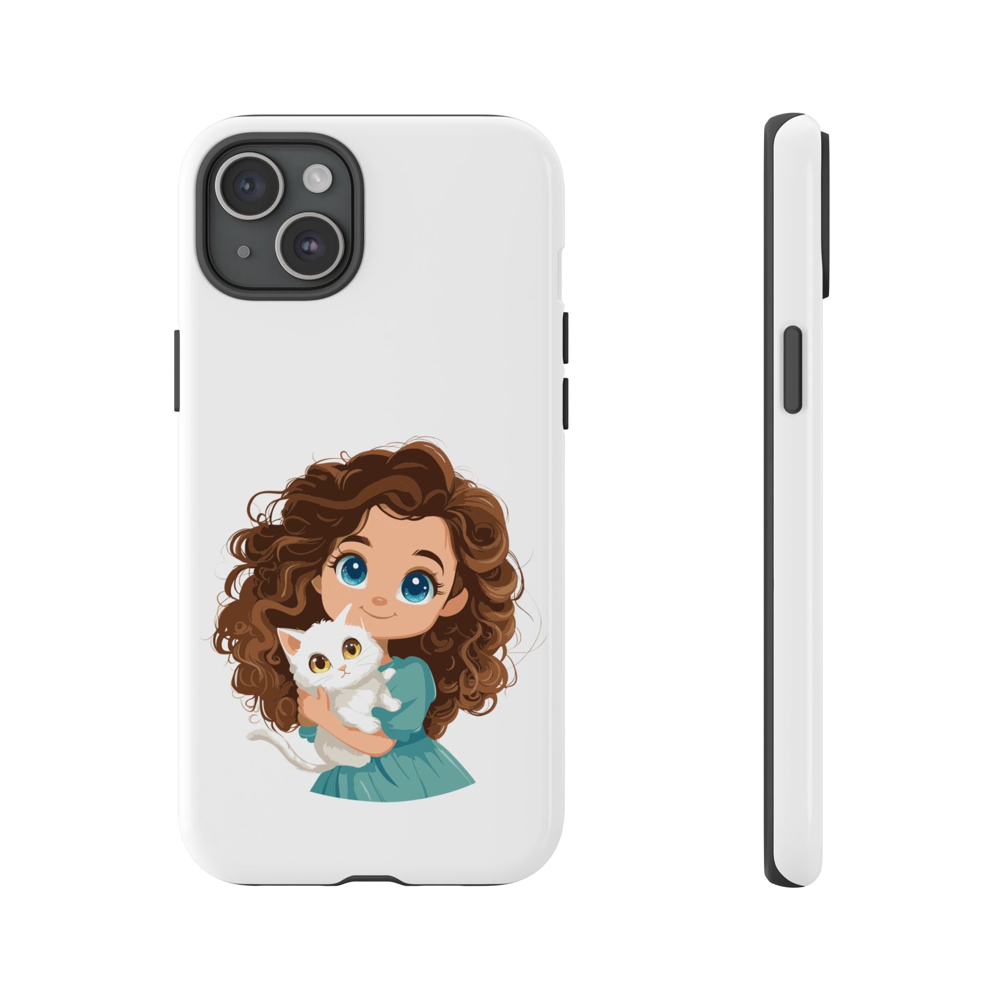 Cute Cat Lover Phone Case, Tough Phone Cover, Pet Lover Gift, Personalized Gift, Kids Phone Case, Animal Lover Accessories