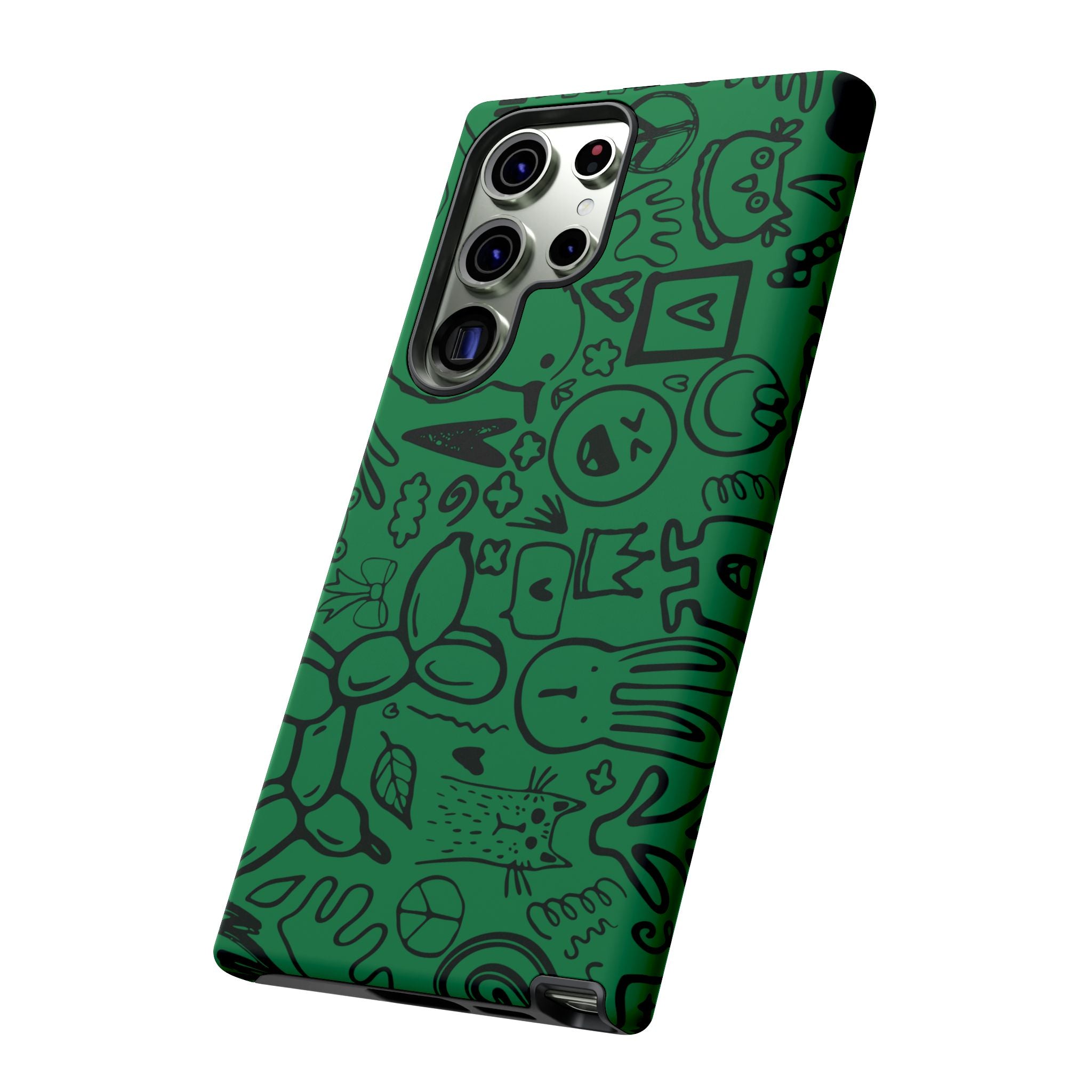 Playful Phone Case, Vibrant Green Tough Case, Quirky Graphic Design, Unique Gift for Kids, Fun Accessories, Christmas, Birthday