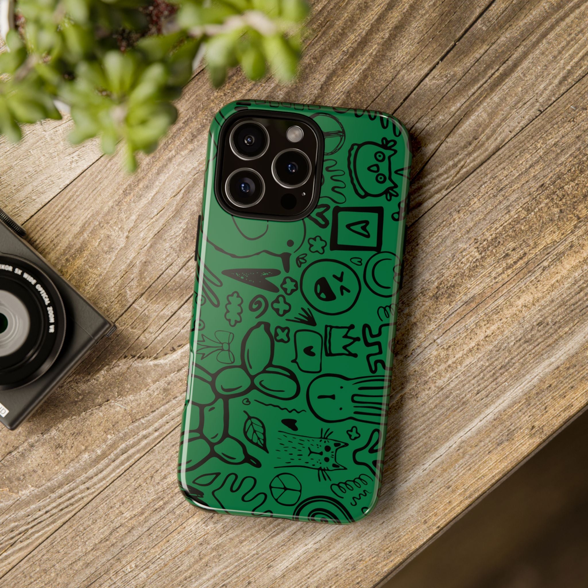 Playful Phone Case, Vibrant Green Tough Case, Quirky Graphic Design, Unique Gift for Kids, Fun Accessories, Christmas, Birthday