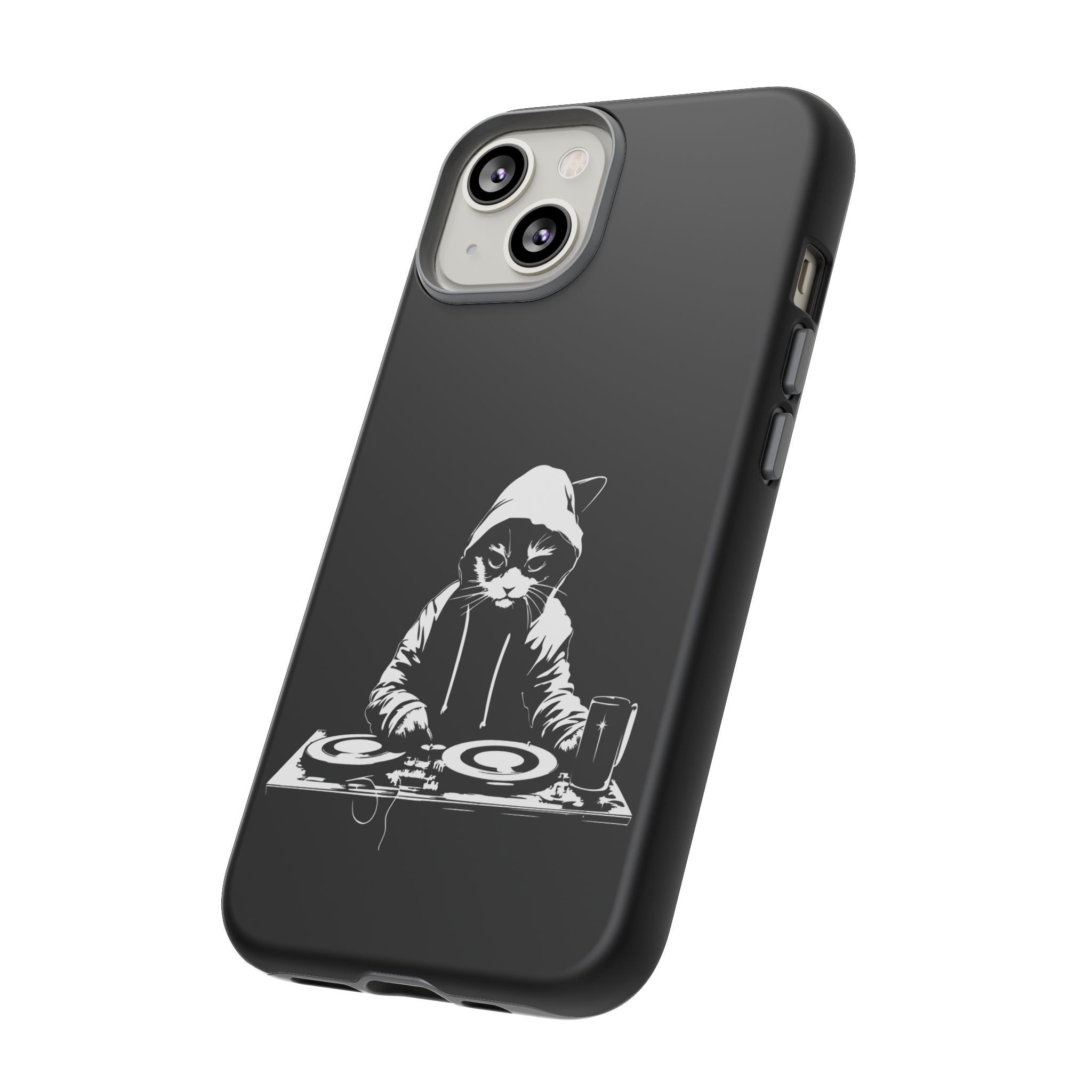 DJ Cat Phone Case, Tough Phone Cover, Pet Lover Gift, Music Enthusiast Accessory, Cute Cat Decor, Unique Case Design