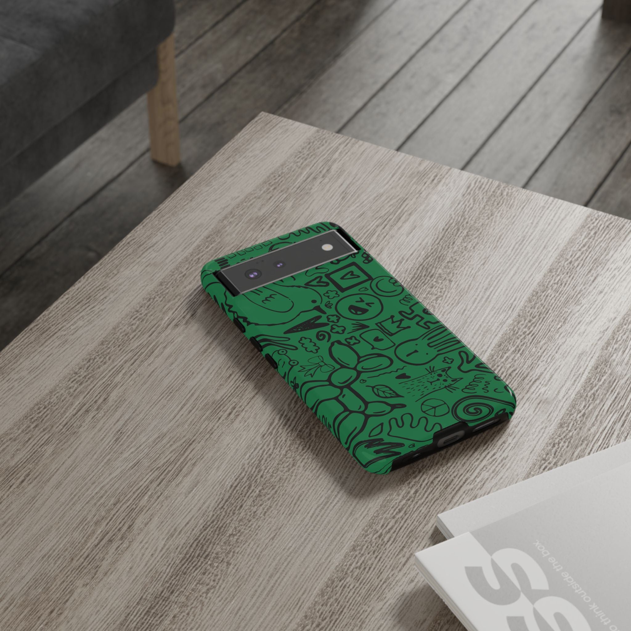 Playful Phone Case, Vibrant Green Tough Case, Quirky Graphic Design, Unique Gift for Kids, Fun Accessories, Christmas, Birthday