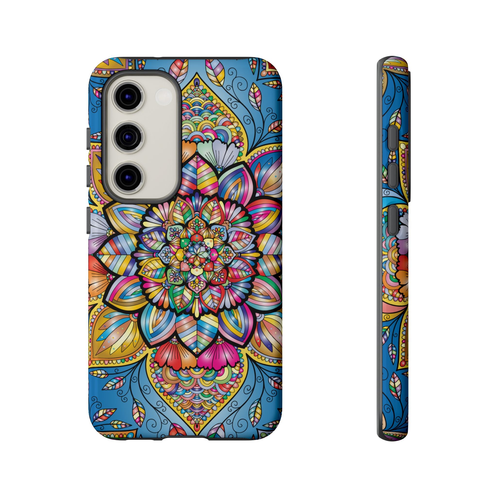 Vibrant Floral Phone Case, Tough Phone Cover, Colorful Mobile Accessory, Artistic Gift, Mandala Design, Everyday Use