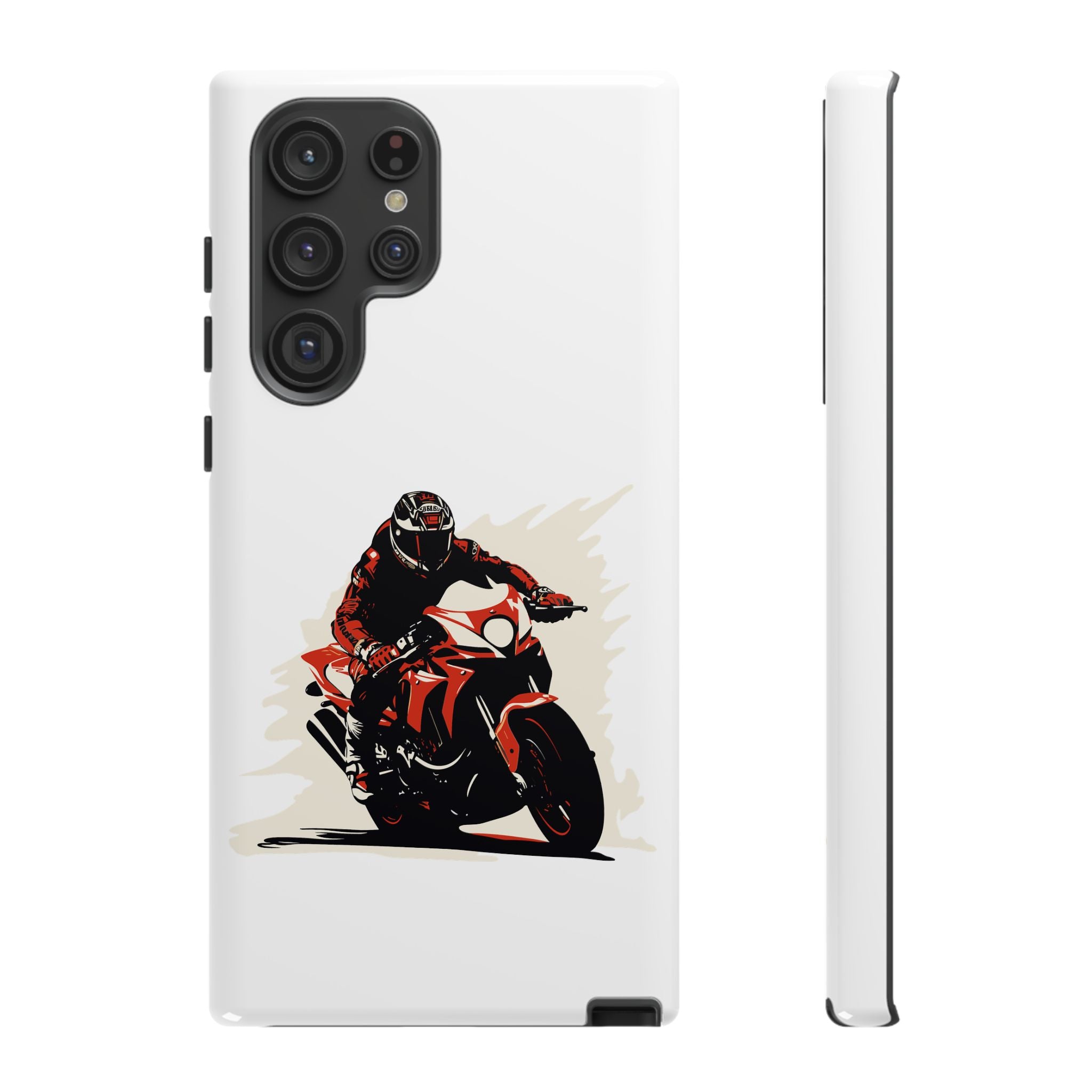 Motorcycle Phone Case, Tough Cases for Riders, Biker Accessory, Gifts for Motorcyclists, Red Bike Design