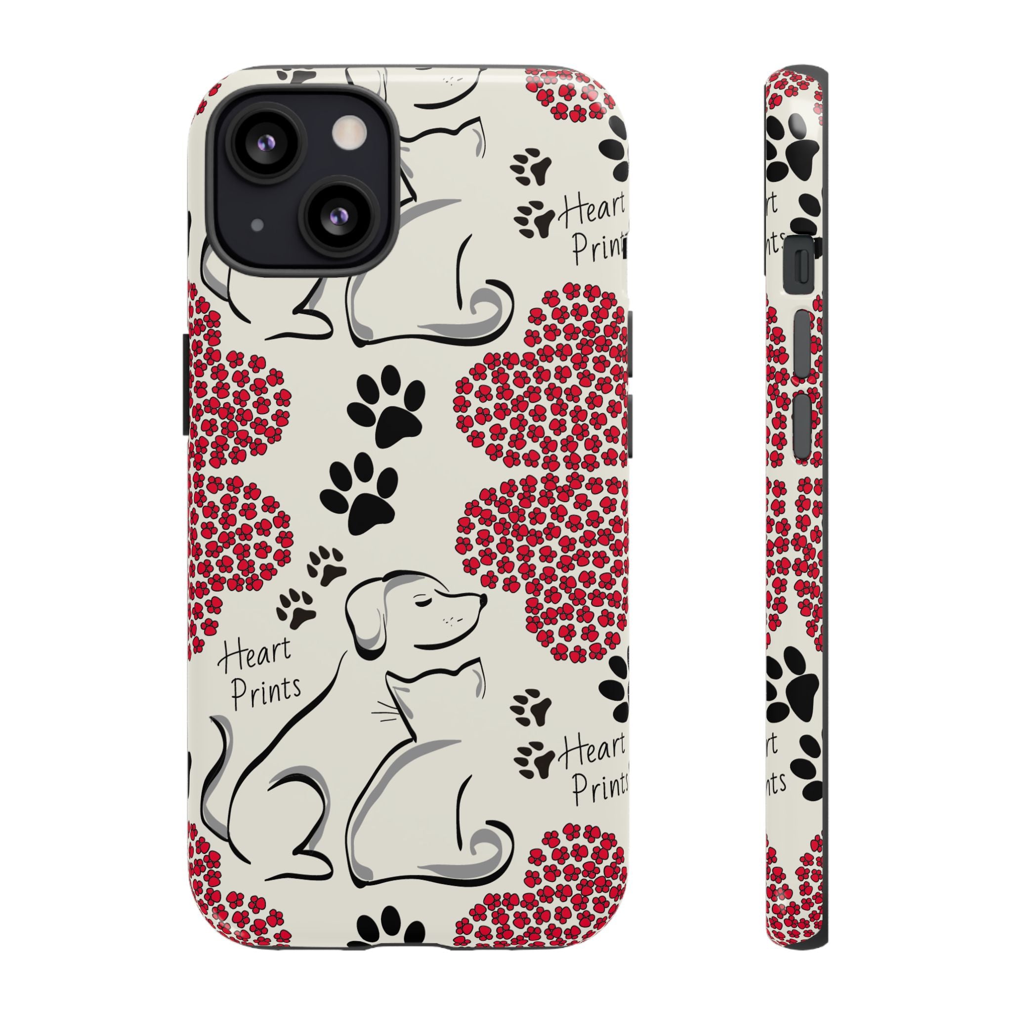 Stylish Phone Case with Heart Prints for Pet Lovers, Dog Lover Gift, Floral Pattern, Customizable Design, Cute Animal Accessories